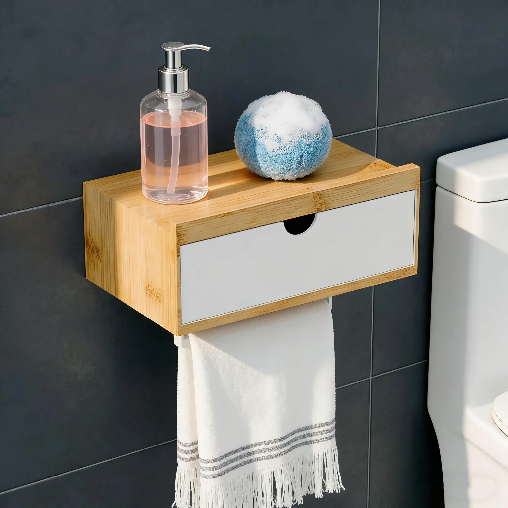 Porta carta igienica impermeabile per porta asciugamani di carta igienica Dispenser per bagno Scatola porta rotolo Porta rotolo di carta igienica a parete, S, nero, come mostrato
