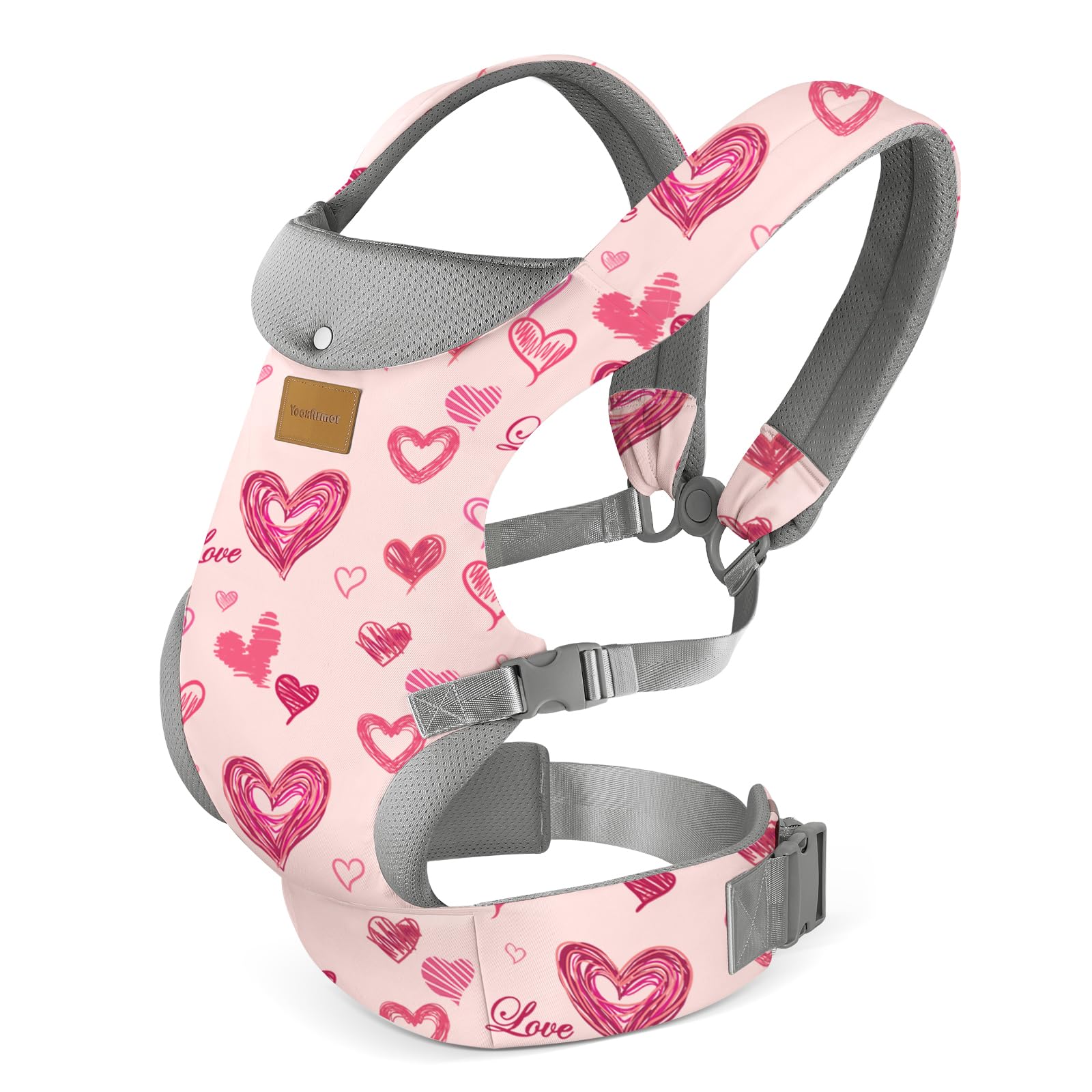 YooxAromr Marsupio Neonato,Ergonomico Regolabile Marsupio per Neonati 3-36 Mesi(3-30kg),Confortevole Fascia Neonato con Poggia Testa,Rosa