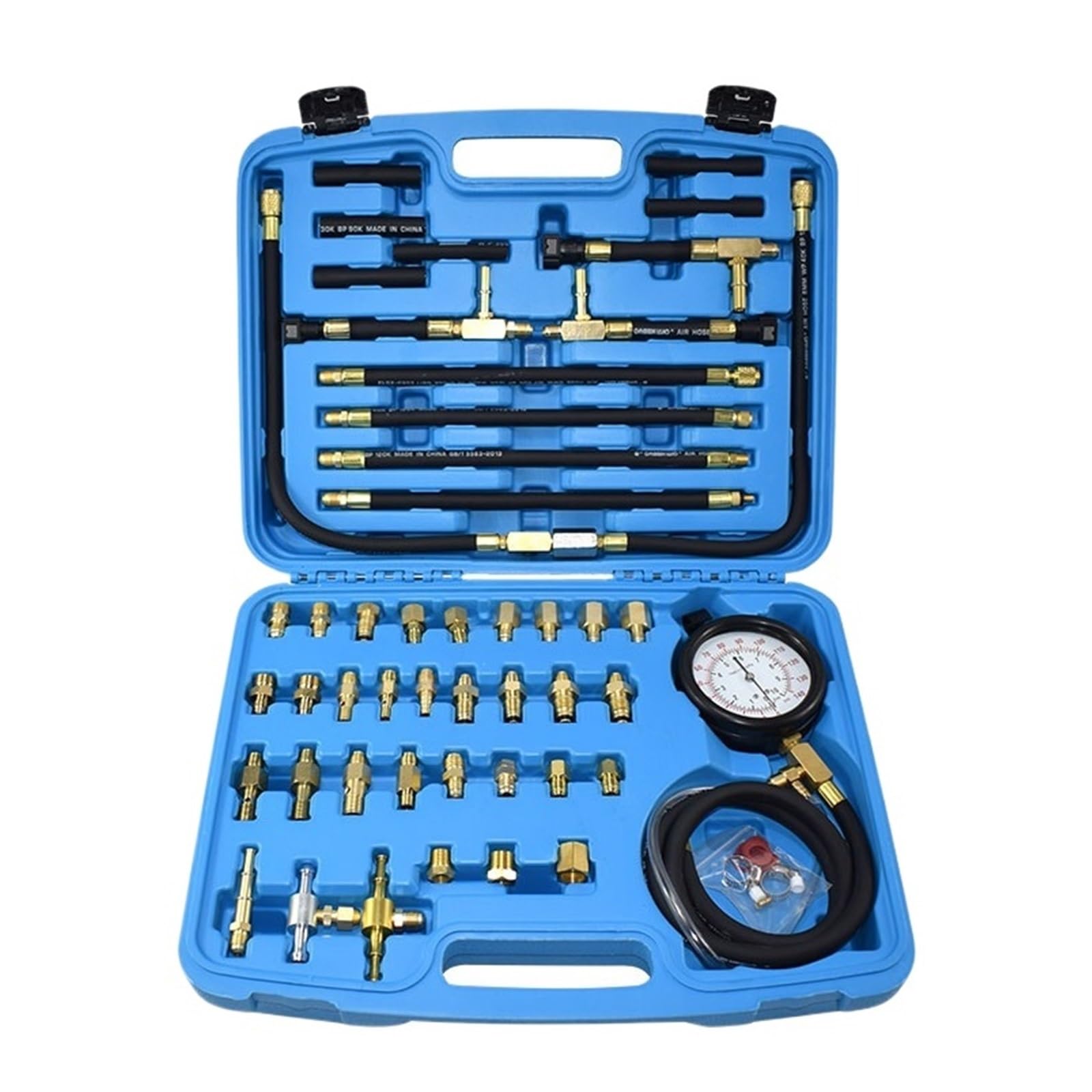 46 Pezzi Deluxe Manometro Indicatore di Pressione del Carburante Kit di Test del Motore Tester della Pompa di Iniezione del Carburante per Auto, Moto, Camion