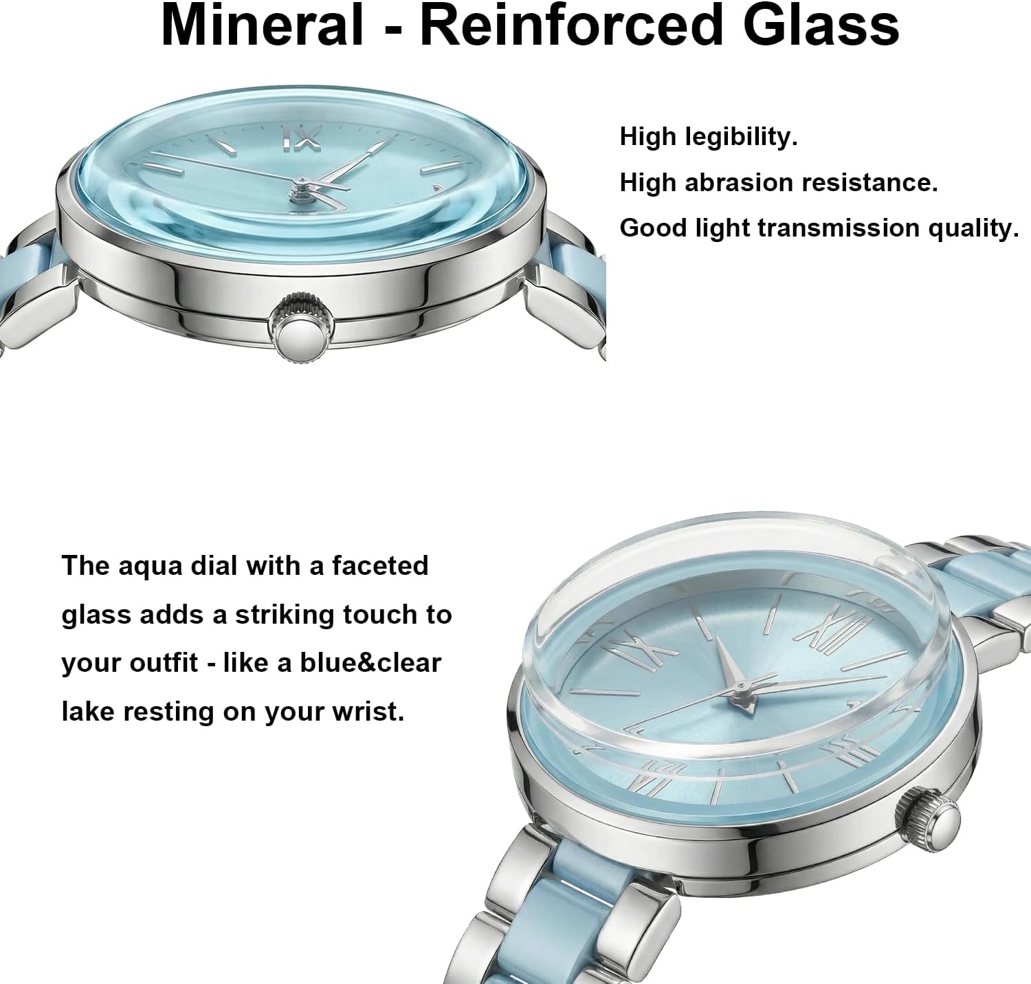 Bisley 36MM Women Watch Diamond-Cut Crystal Stainless Steel Bracelet Watch Easy to Read Water Resistant 100ft - Image 2