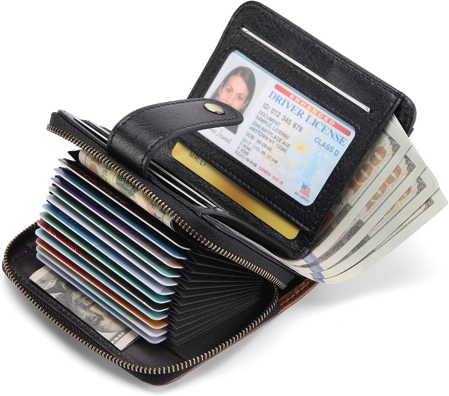 GAEKEAO Small Wallet for Women Leather RFID Blocking Bifold Zipper Pocket Credit Card Holder Card Case Wallets with ID Window - Image 10