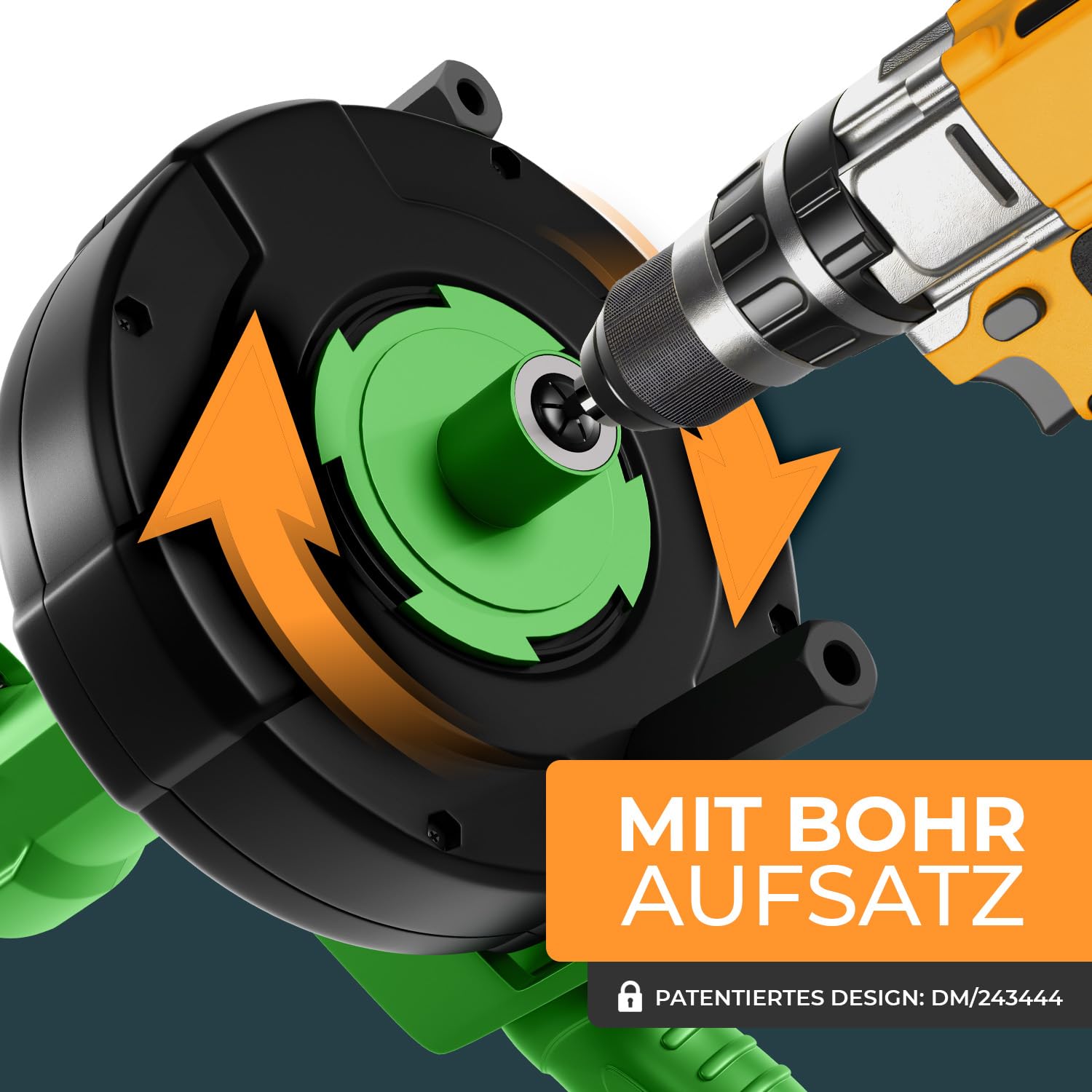 Meisterfaktur Rohrreinigungsspirale [7,5m] - Automatik - Extra lange Abflussspirale mit Bohraufsatz - Die Rohrspirale für echte Heimwerker! (7,5M - 0,64CM)