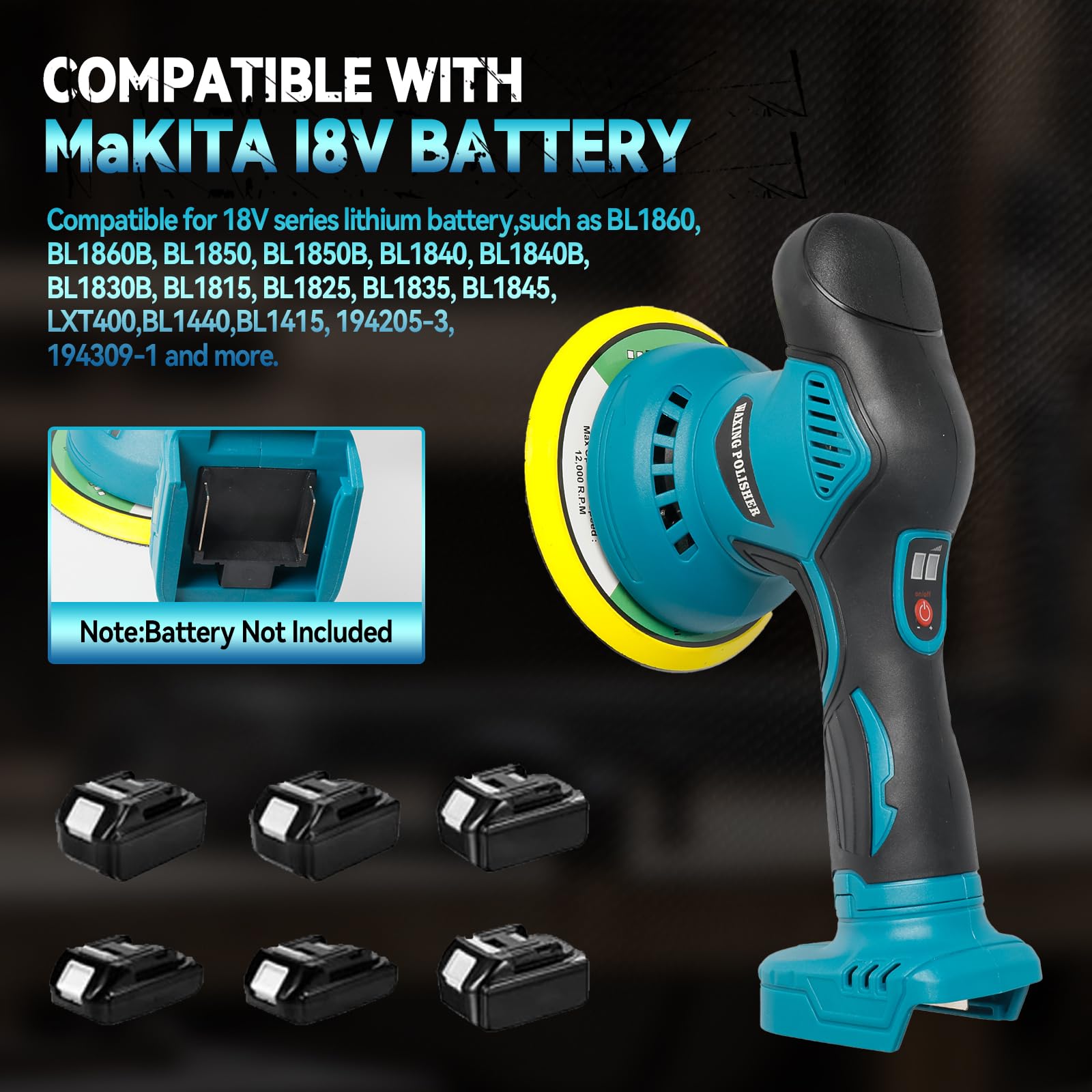Pulidora inalámbrica para coche Makita, sin escobillas de 6 pulgadas, 8 velocidades variables, 5500 rpm, pulidora excéntrica para detalles de coche, depilación de arañazos (sin batería)