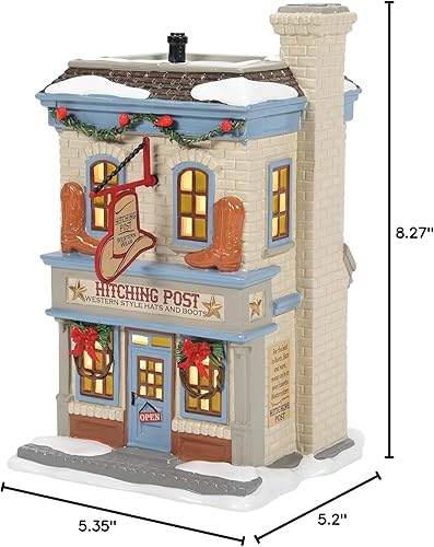 Miniatura 3 de Department 56 Ceramic Snow Village Hitching Post Western Wear Lit Building, 8.27 Inch, Multicolor