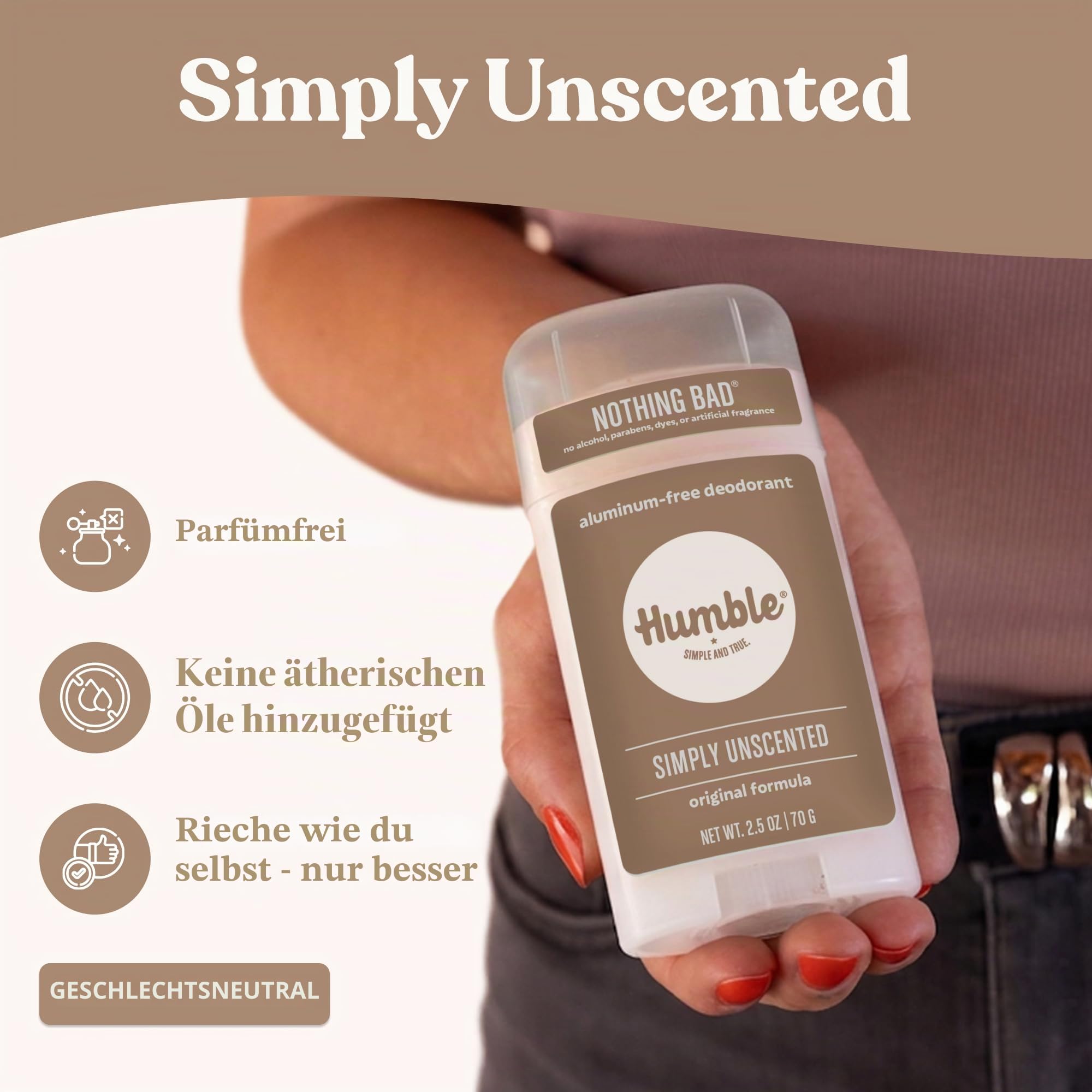 Humble alles natürlich Deodorant, Aluminium und Paraben, Cruelty Free Männer und Frauen Deodorant geruchlos 1 Packung