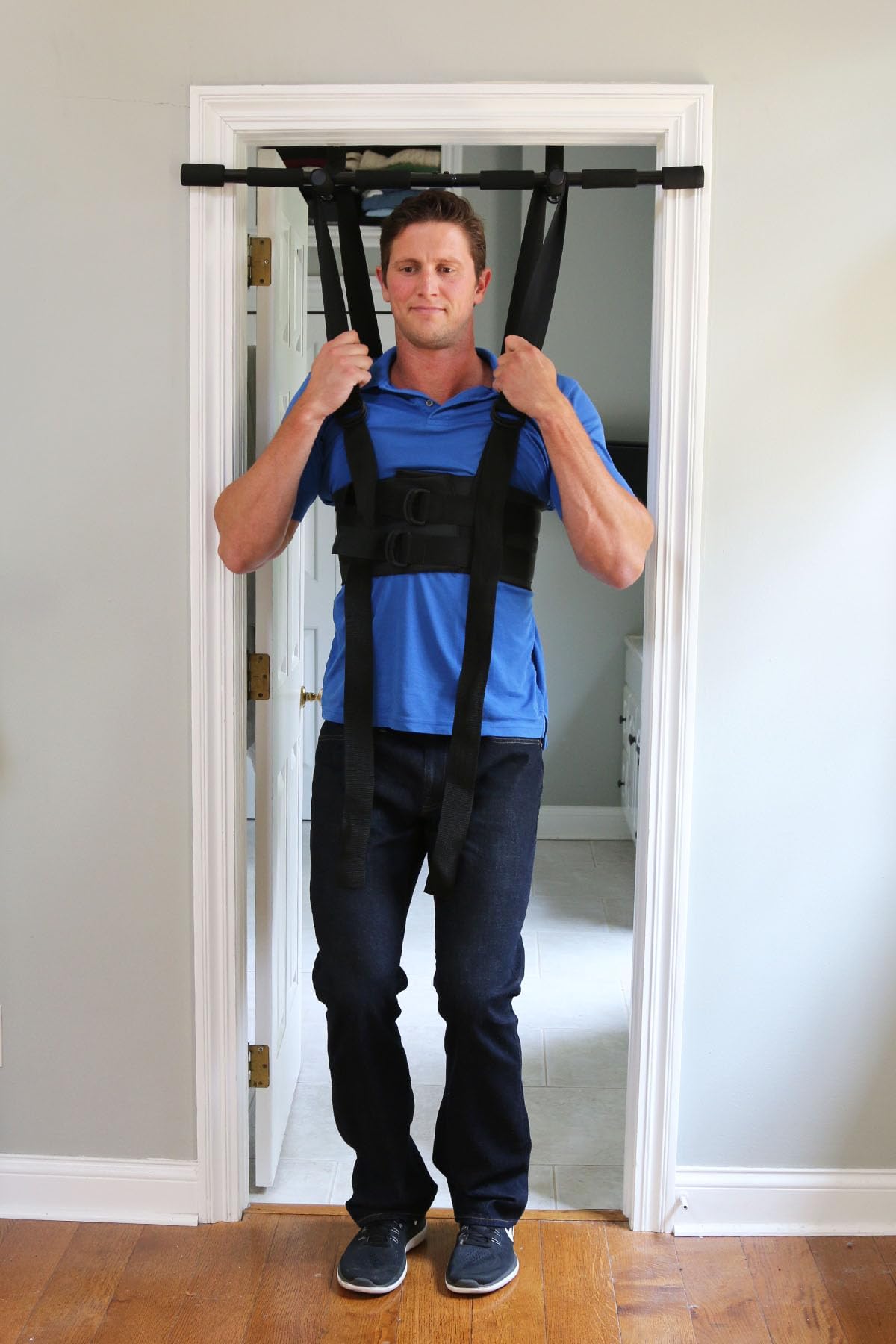 Sit and Decompress Back Stretcher 3 Minutes A Day Lumbar Traction Spinal Decompression - Inversion Table Alternative (Medium Harness No Bar)