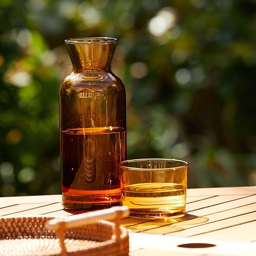 Miniatura 7 de Wrenbury Juego Vintage de Jarra y Vaso para Mesita de Noche - Jarra de Agua para Enjuague Bucal con Vaso para Baño - Decantador Ámbar para Mesita de