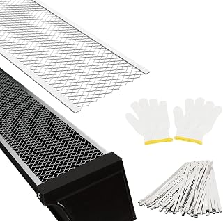 15Pack 5"x39" Aluminum Gutter Guards, 5" Mesh Leaf Protection with Gloves & 60 Ties, Anti-Scratch Edge, 0.4"x0.2" Hole Design, Leaf Guards Fit All 5" Gutter Types