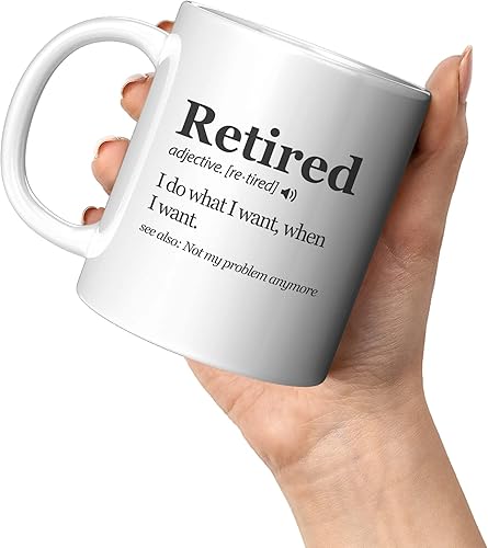 Miniatura 6 de Panvola Taza con texto en inglés "Retired Definition I Do What I Want When I Want Retirement Mug Not My Problem Anymore Going Away", regalo