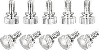 uxcell Knurled Thumb Screws, M4x8mm Brass Shoulder Bolts Grip Knobs Fasteners, Nickel Plated 10Pcs