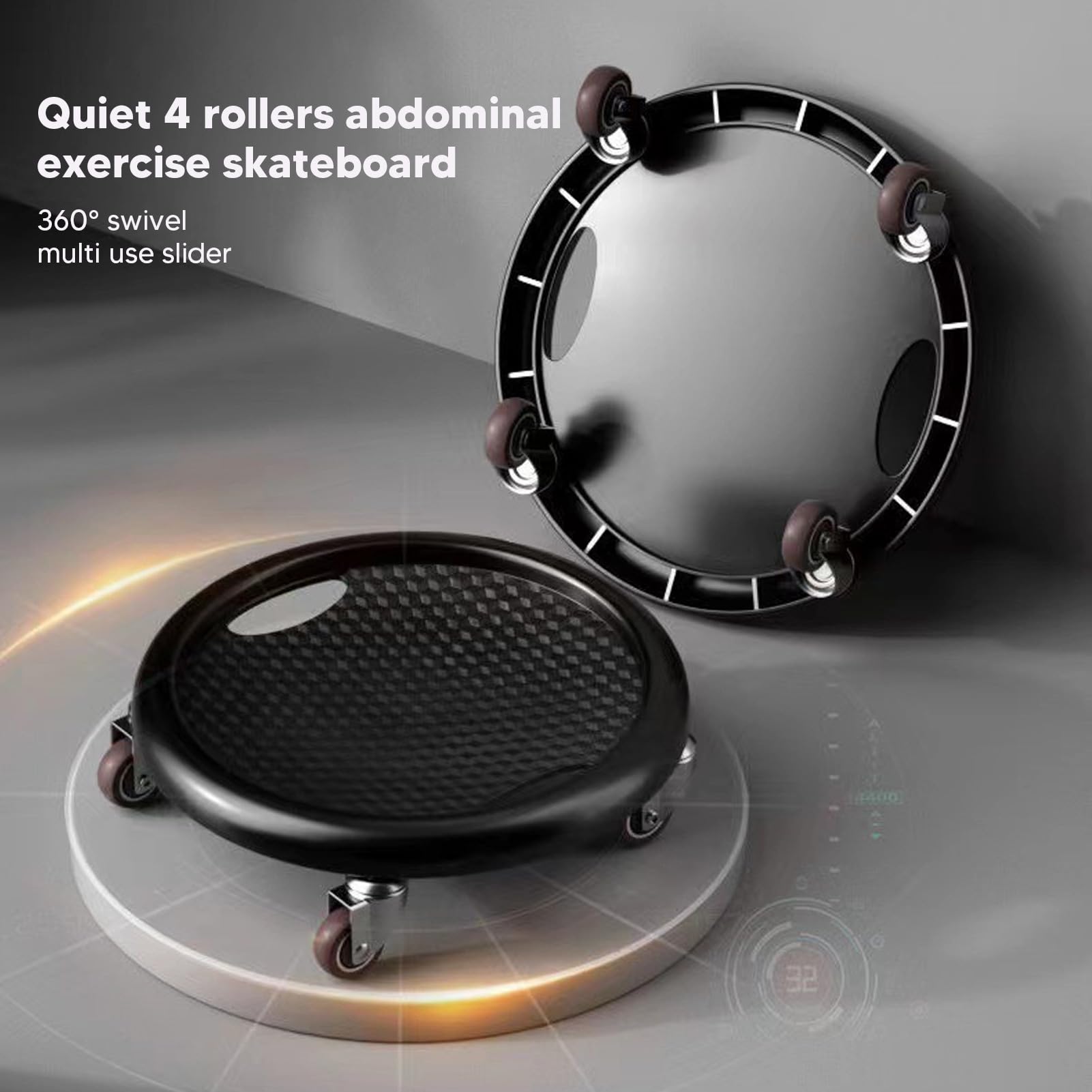 Roue Abdominale Pivotante 360° Asixxsix – 4 Roulettes, Charge 150 Kg – Avec Genouillère – Pour Abdominaux, Dos, Jambes – Entraînement Maison