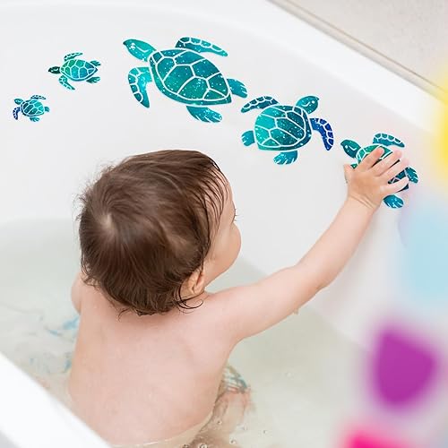 Miniatura 3 de 12 calcomanías de pared de tortuga marina, calcomanías de vinilo de tortuga oceánica, 12 tamaños, decoración de baño oceánico, calcomanías de