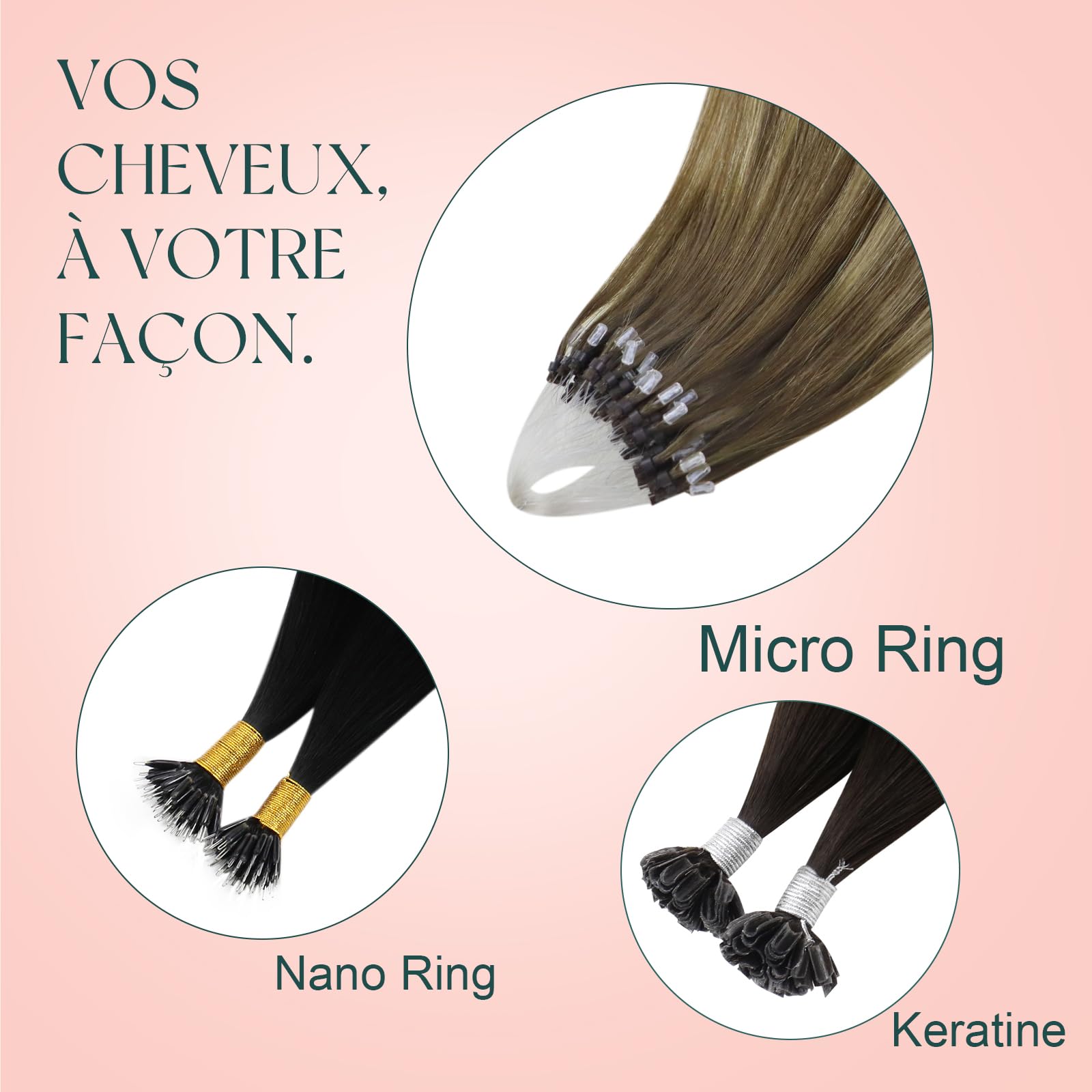 Kit Easyouth Extension Cheveux Naturel Adhesif Invisible et Extension Cheveux Micro R 2pack de 10/14 & 4/24/4 Longueurs 20pouces total 100g Extensions à Bandes en Cheveux Humains - Résultat Naturel