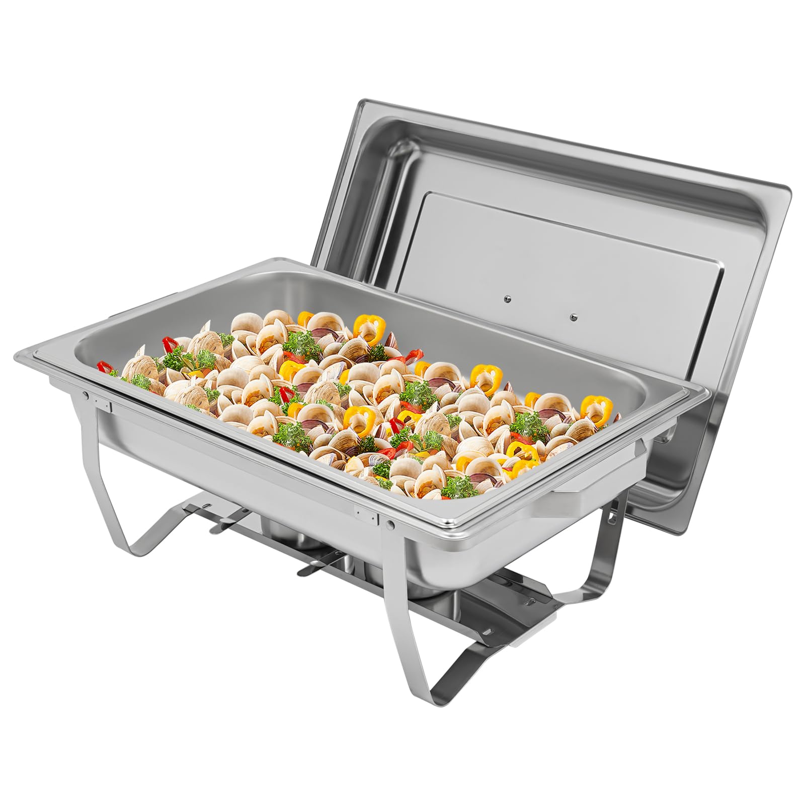 Serbatoio per alimenti in acciaio inox, 7 l, scalda buffet, per pasti, chafing dish, con coperchio, per catering buffet e feste