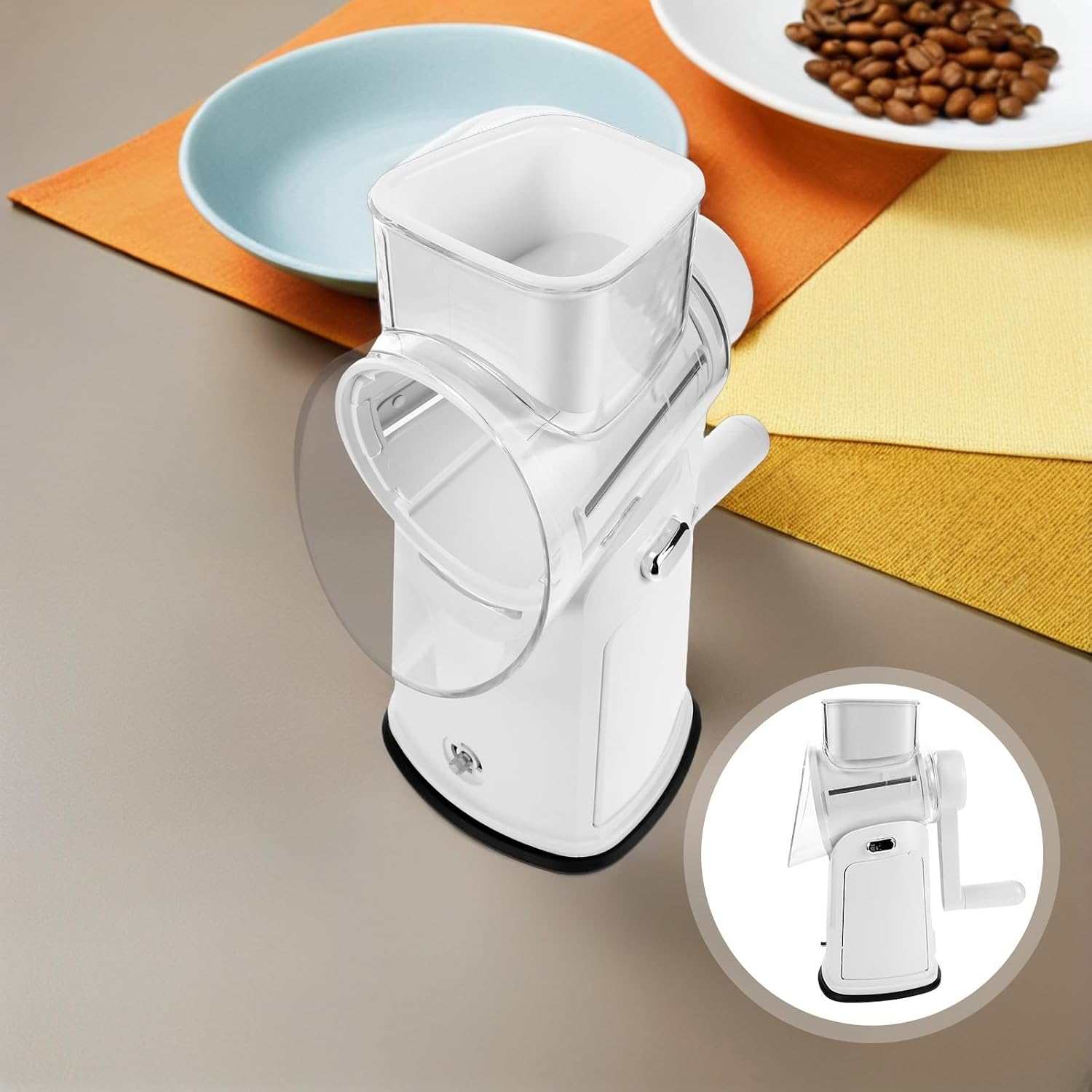 Hand Crank Rotary Vegetable Slicer with Blades for Kitchen Meal Prep