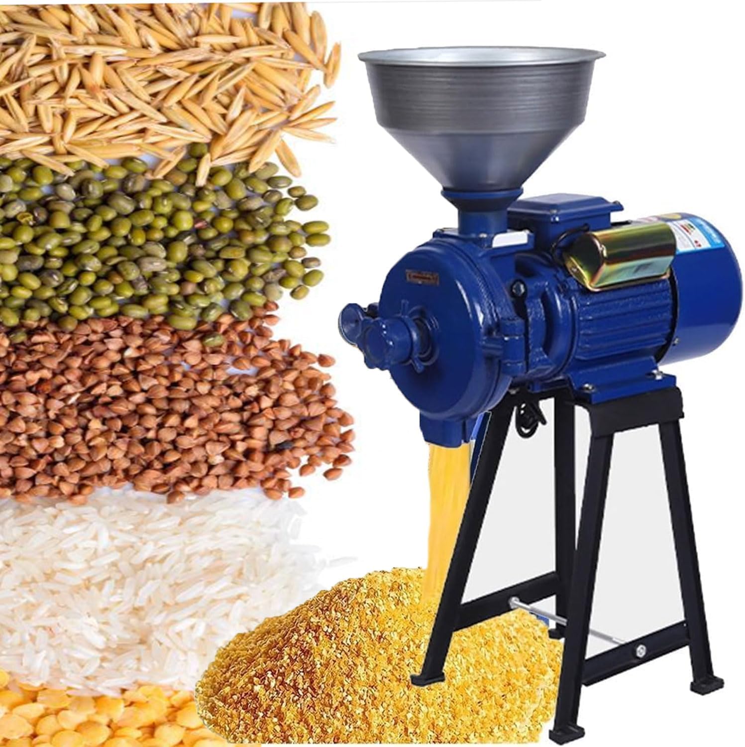 3500W Automatic Superfine Dry Grinder, Electric Wet Dry Cereals Grinder, with Funnel&Grinding Disc&Stainless Steel Screen, Adjustable Thickness Multifunctional Feed Mill, for Wheat Corn Spices Rice