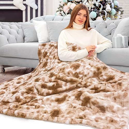 Miniatura 2 de CF01 - Manta eléctrica, manta térmica ultrasuave con 12 ajustes de calor y 8 ajustes de temporizador, lavable a máquina, 50 x 60 pulgadas