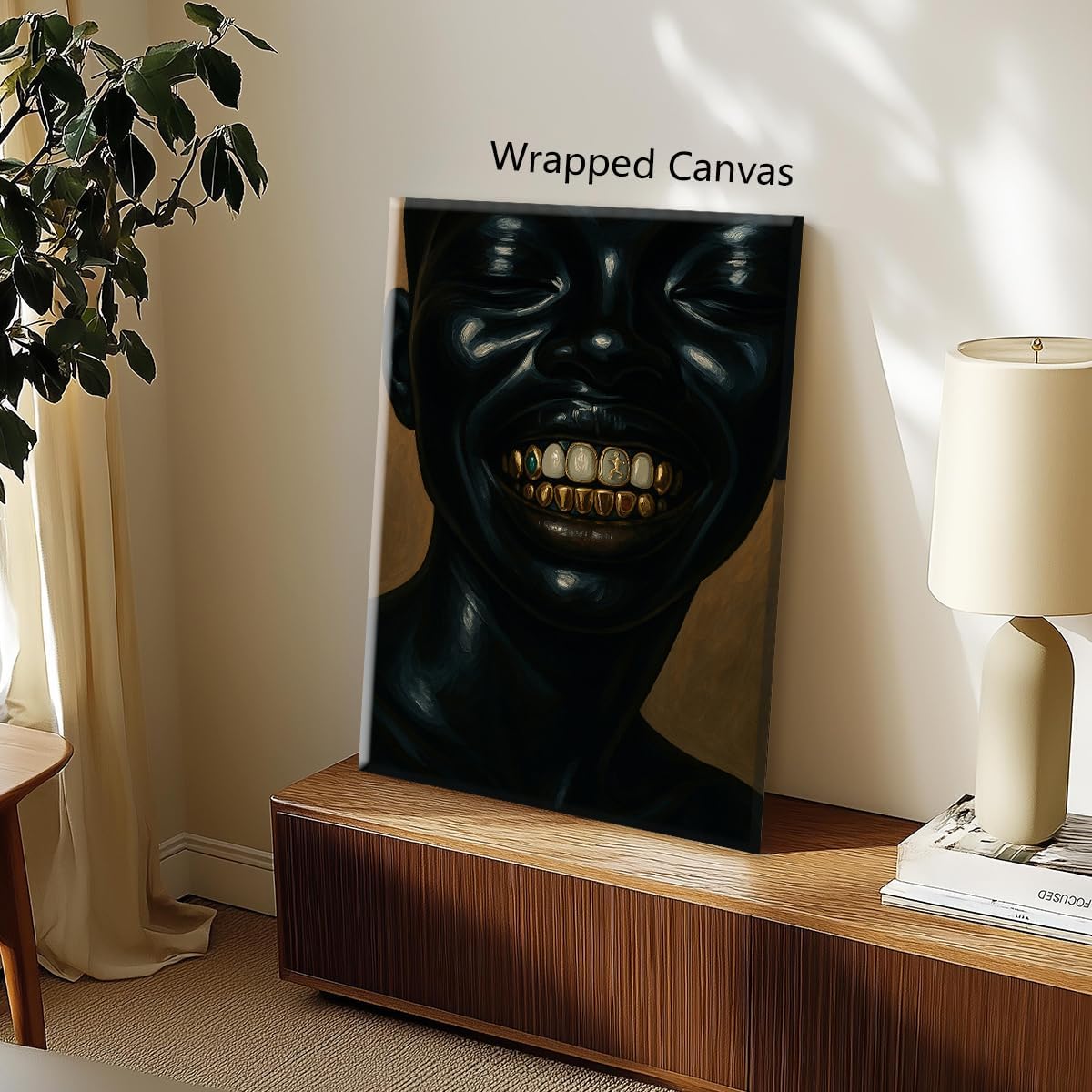 African American Canvas Wall Art, Urban Dope Black Man Aesthetic Poster, Minimalist Black People Gold Tooth Painting Print, Modern Afrocentric Artwork for Bedroom Living Room 8x12in Unframed - Image 4