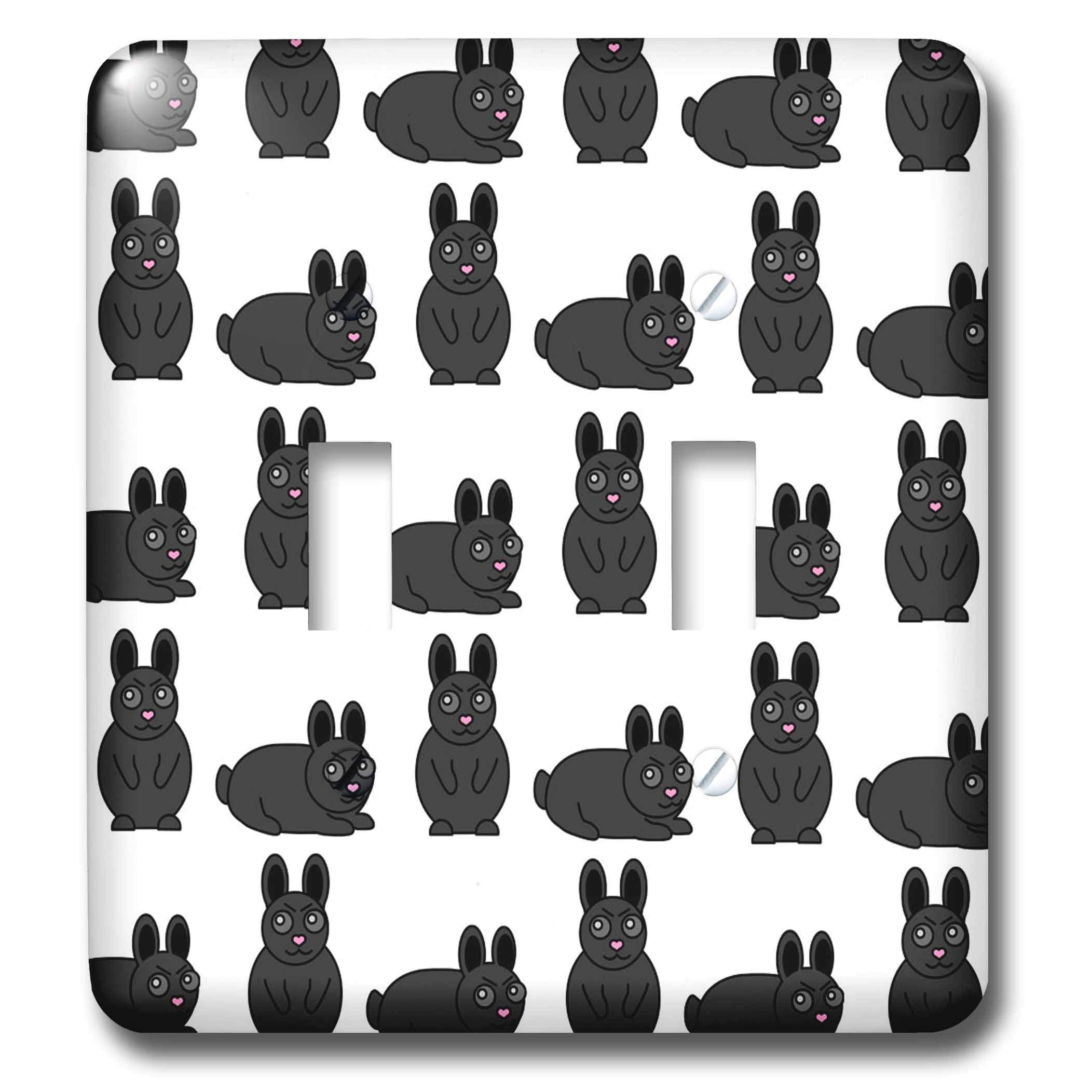Interrupteur lapin noir 3dRose lsp_25326_2 pour remplacer une plaque murale blanche et terne