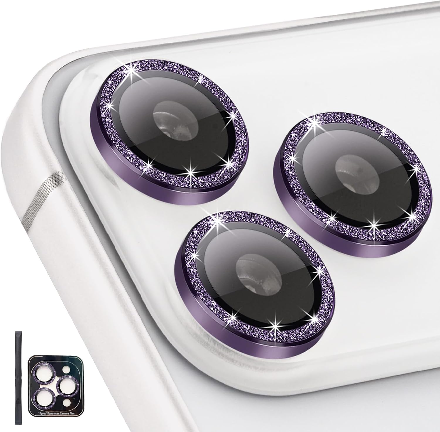 Camera Protector for iPhone 17 Pro/17 Pro Max, Glitter Deep Purple
