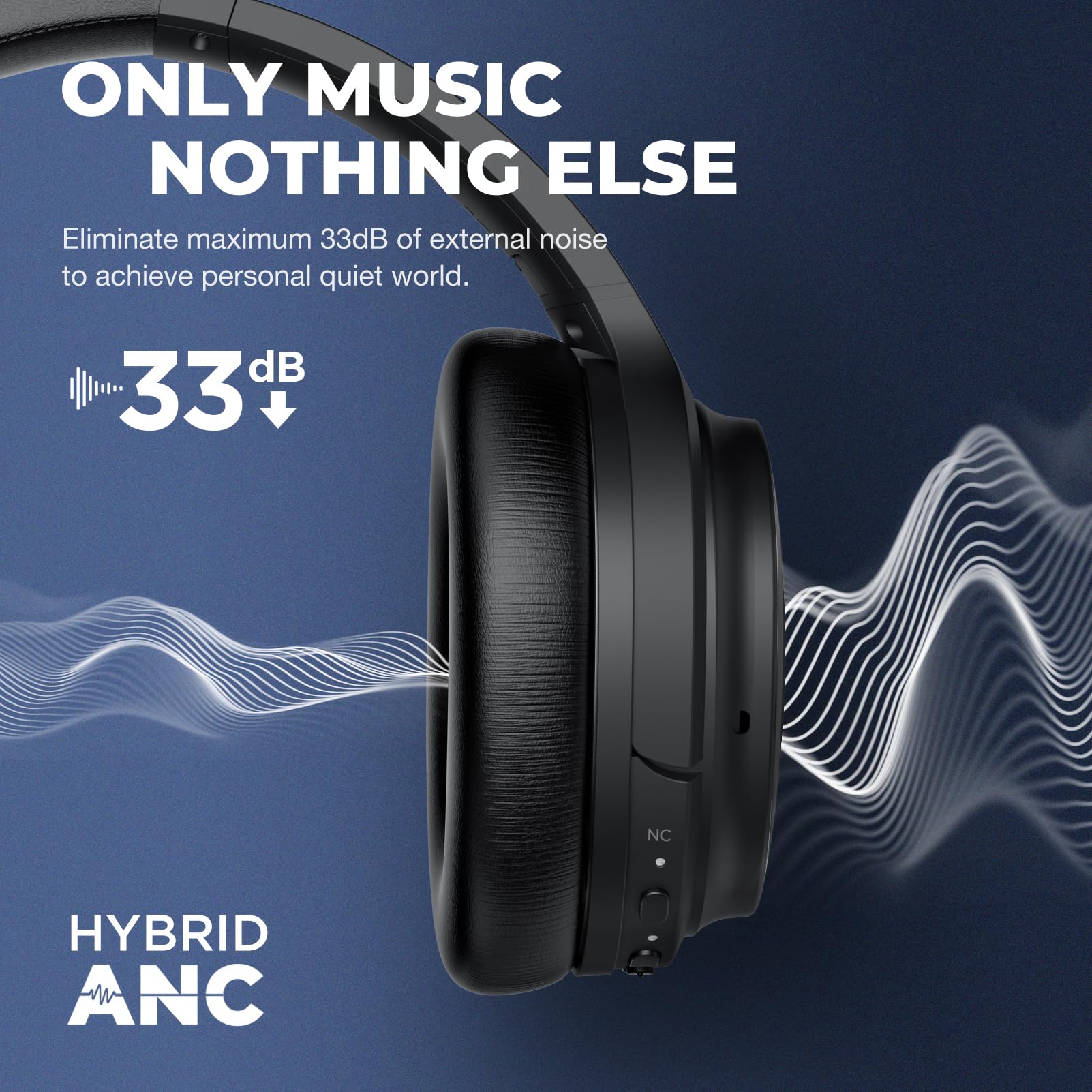 MOVSSOU SE8 Hybrid Active Noise Cancelling Headphones, Wireless Over-Ear Bluetooth Headphones with Hi-Fi Stereo Sound, Lightweight, Comfortable Protei : MOVSSOU Hybrid Active Noise Cancelling Headphones