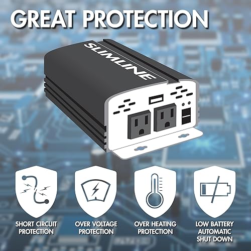 Miniatura 4 de Wagan EL3732 Slimline Plus - Inversor de corriente de CA a CC de 1250 W, 1250 W, potencia de sobretensión continua de 2600 W, CC de 12 V a CA,