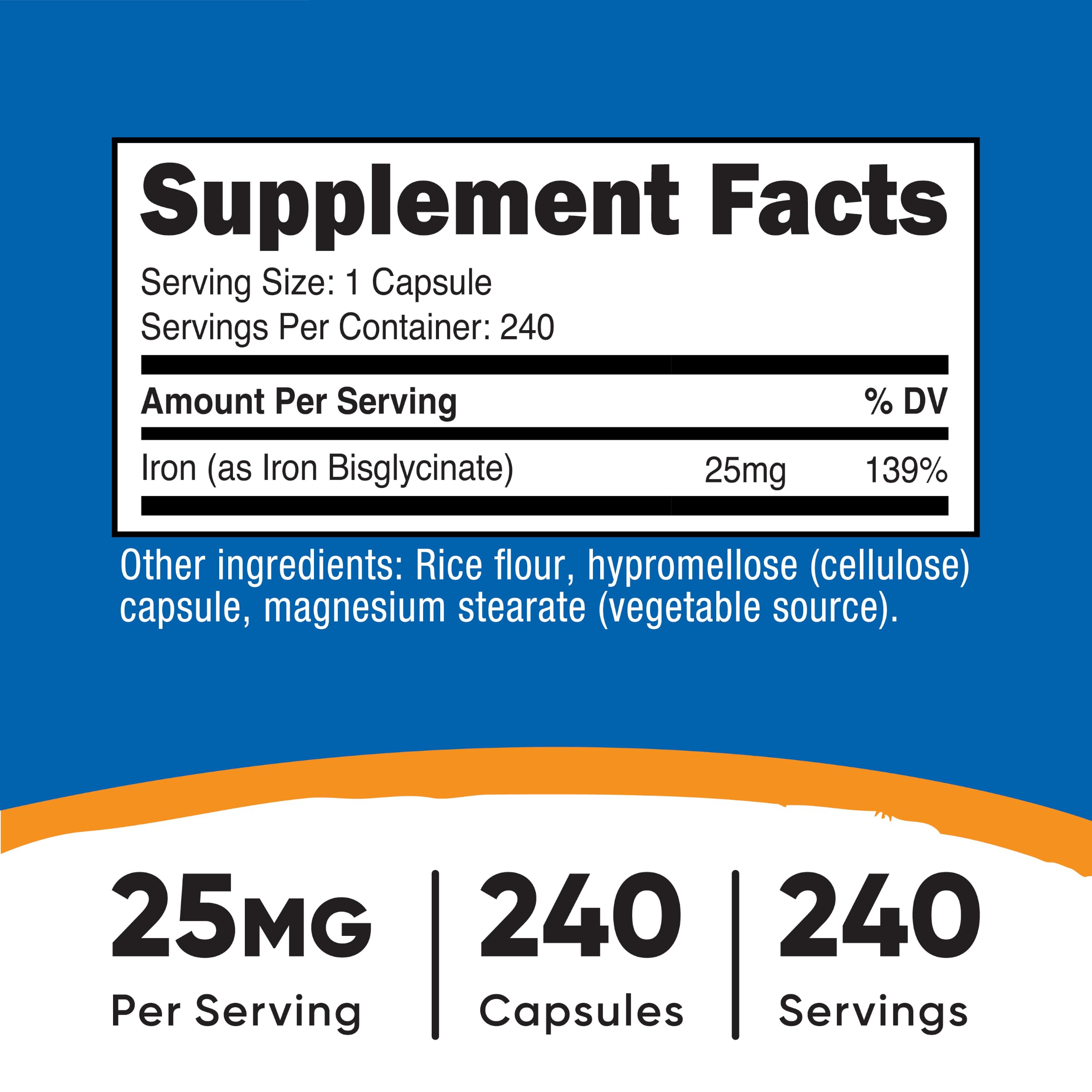 Nutricost Iron Bisglycinate Supplement (25mg) 240 Capsules, Gentle Iron — Amazon image 2