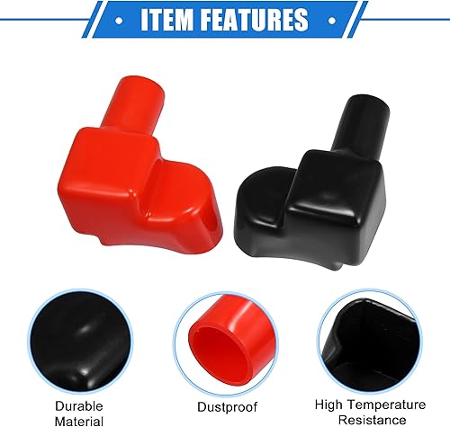 Miniatura 4 de 1 par de cubiertas de aislamiento para terminales de batería, 0.709 in, 0.71 pulgadas, identificación de 2.047 in x 1.299 in, tapa universal para