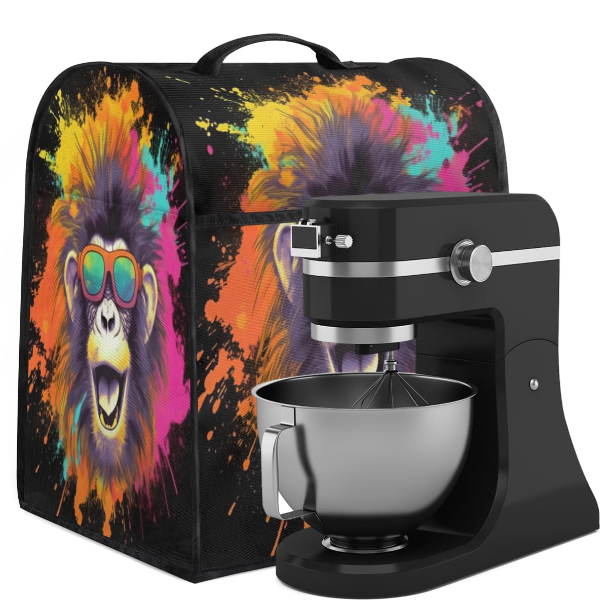Coffee Maker Cover Watercolor Monkey Kitchen Appliance Covers Small Appliance Covers Blender Cover Juicer Cover Dust Covers for Kitchen Appliances with Top Handle and Pockets,Washable,C671