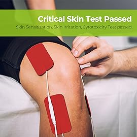 AUVON TENS Unit Pads 2X4 10 Pcs, 3rd Gen Latex-Free Rectangular Replacement Pads Electrode Patches with Upgraded Self-Stick Performance for Electrotherapy(Red)