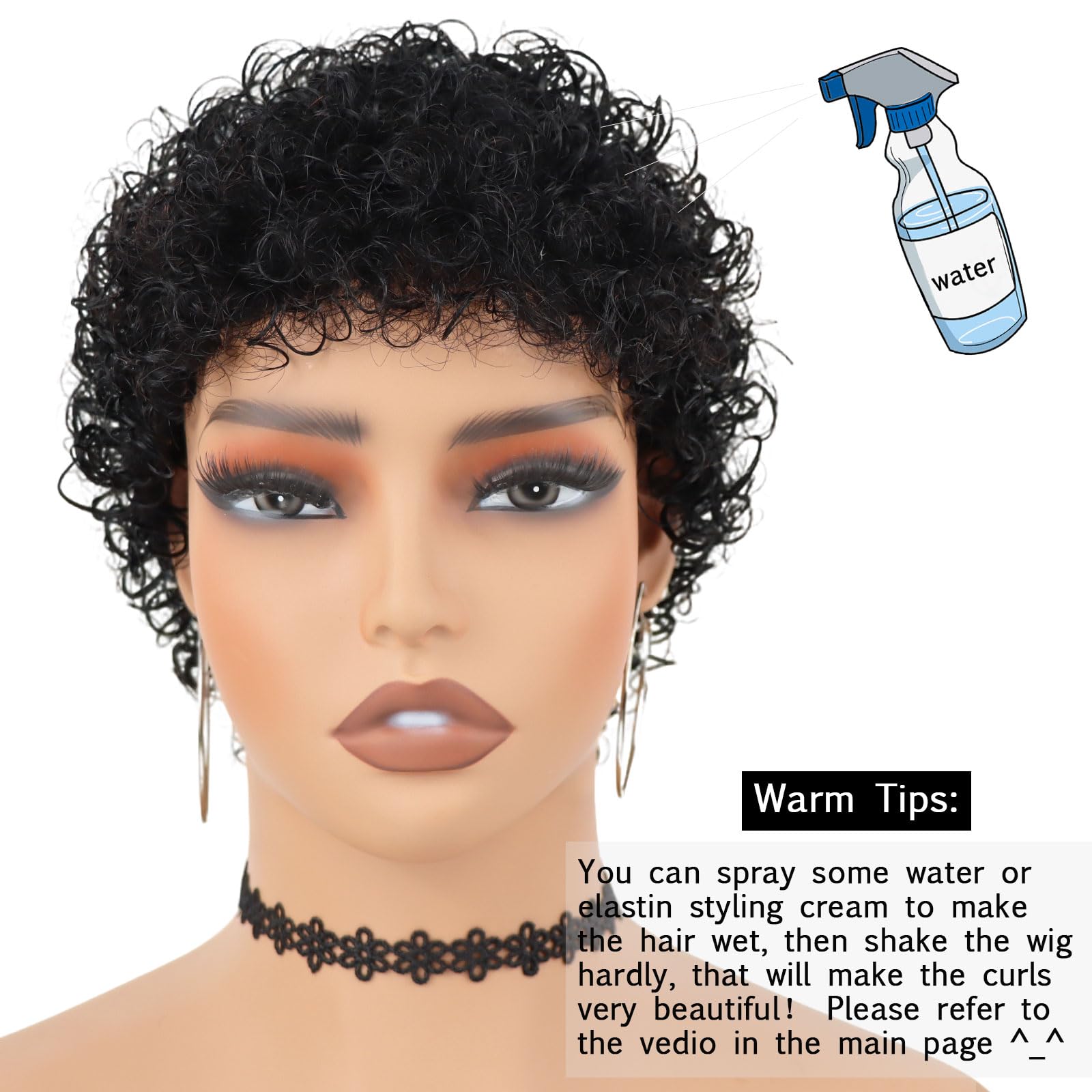 Guree Hair Glueless Short Curly Human Hair Wig for Black Women