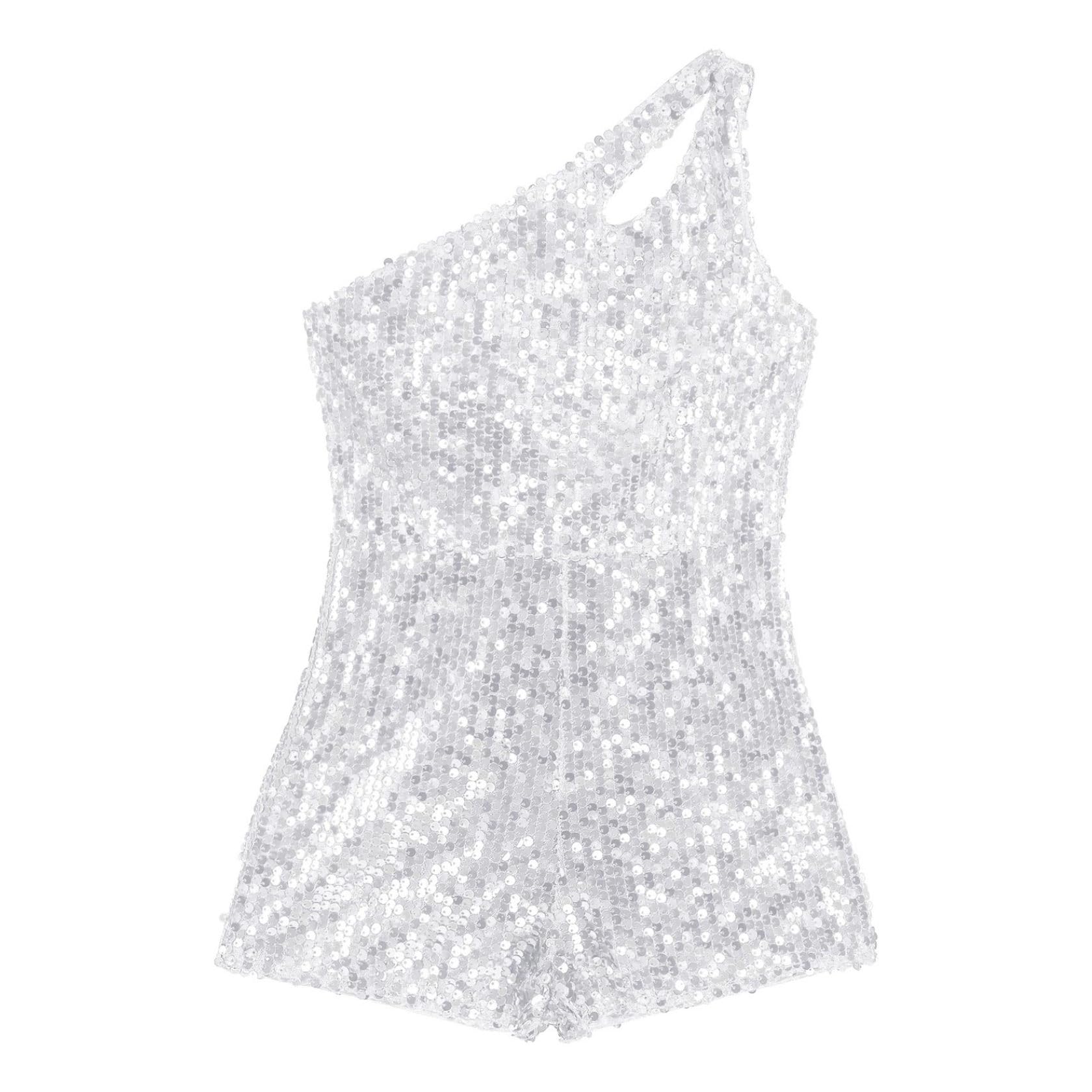 Enfant Salopette Formelle Décontractée En Paillettes Fille Combinaison Short Anniversaire Fete Soirée Bal Combishort Danse Cha-Cha Dancewear 5-14 Ans