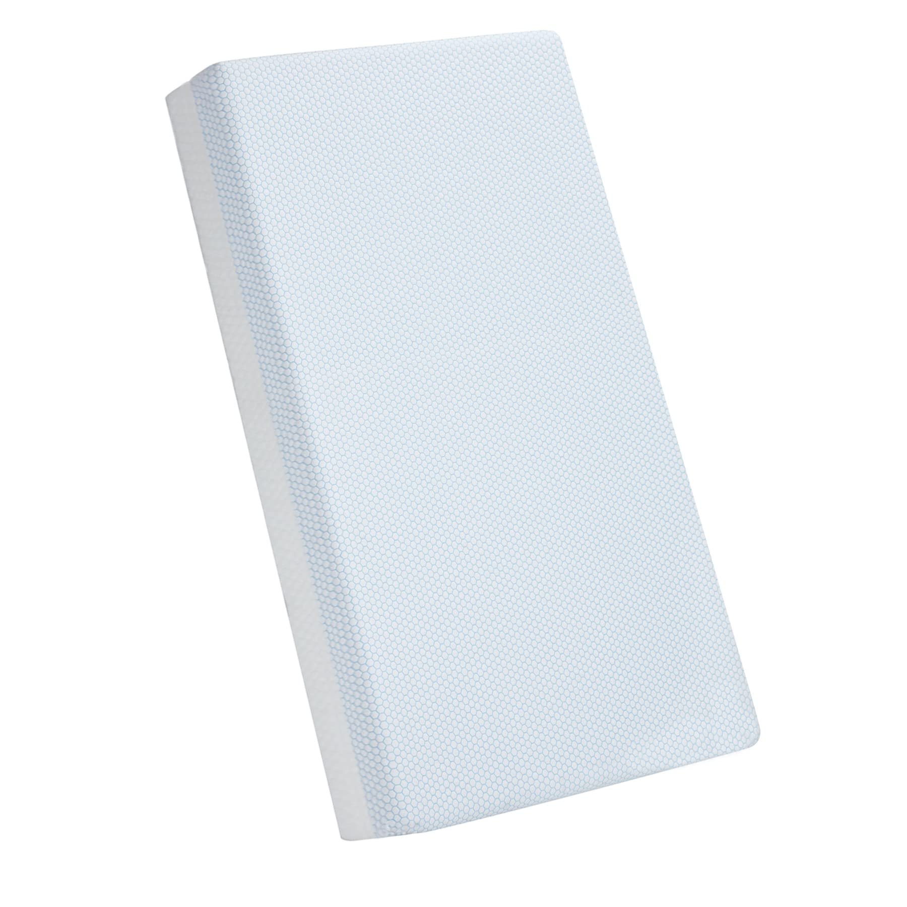 Hush Hutting 5" Memory Foam Crib Mattress, Dual Sided Waterproof Toddler Bed Mattress, Double-Layer Baby Mattresses for Infant and Toddler with Removable Bamboo Mattress Cover - White & Blue