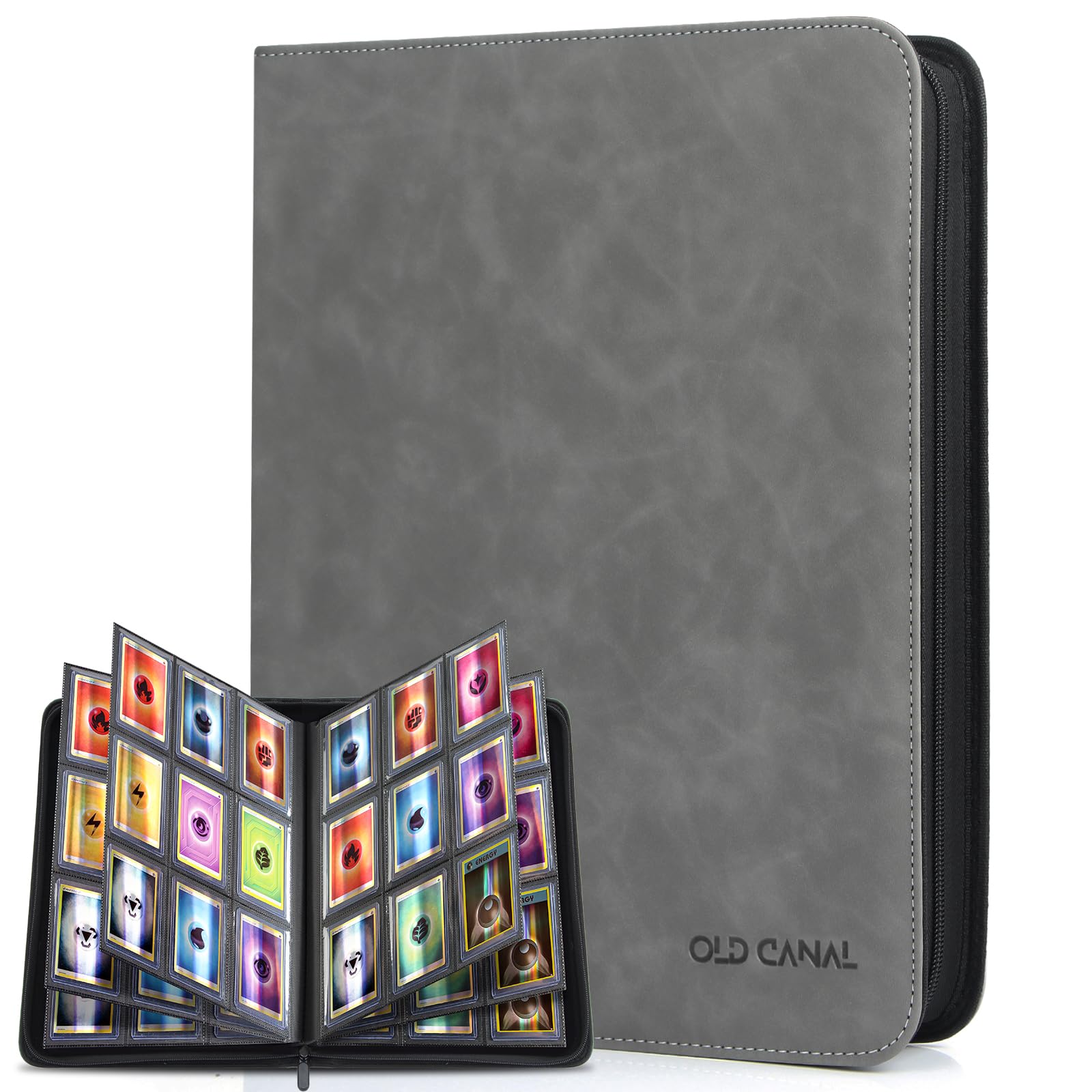 Old Canal Top Loader Binder, 9 Pockets Card Binder Holds 252 Top Loaders, Premium Trading Card Collection Holder, Top Loader Storage Album for TCG, Sports Cards, Gray (FOR TOP LOADERS ONLY)