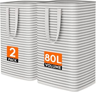 Lifewit Collapsible Waterproof Laundry Basket, 80L Each (2 Pack)