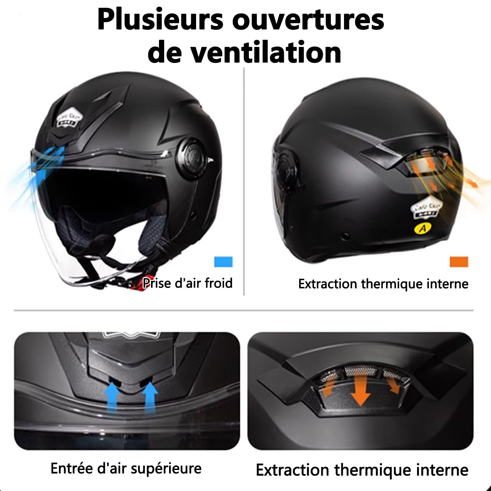 Casque à réaction avec Double visière, adapté aux Scooters, aux Jets et aux cyclomoteurs, certifié ECE 22.06, répond aux Normes de sécurité routière