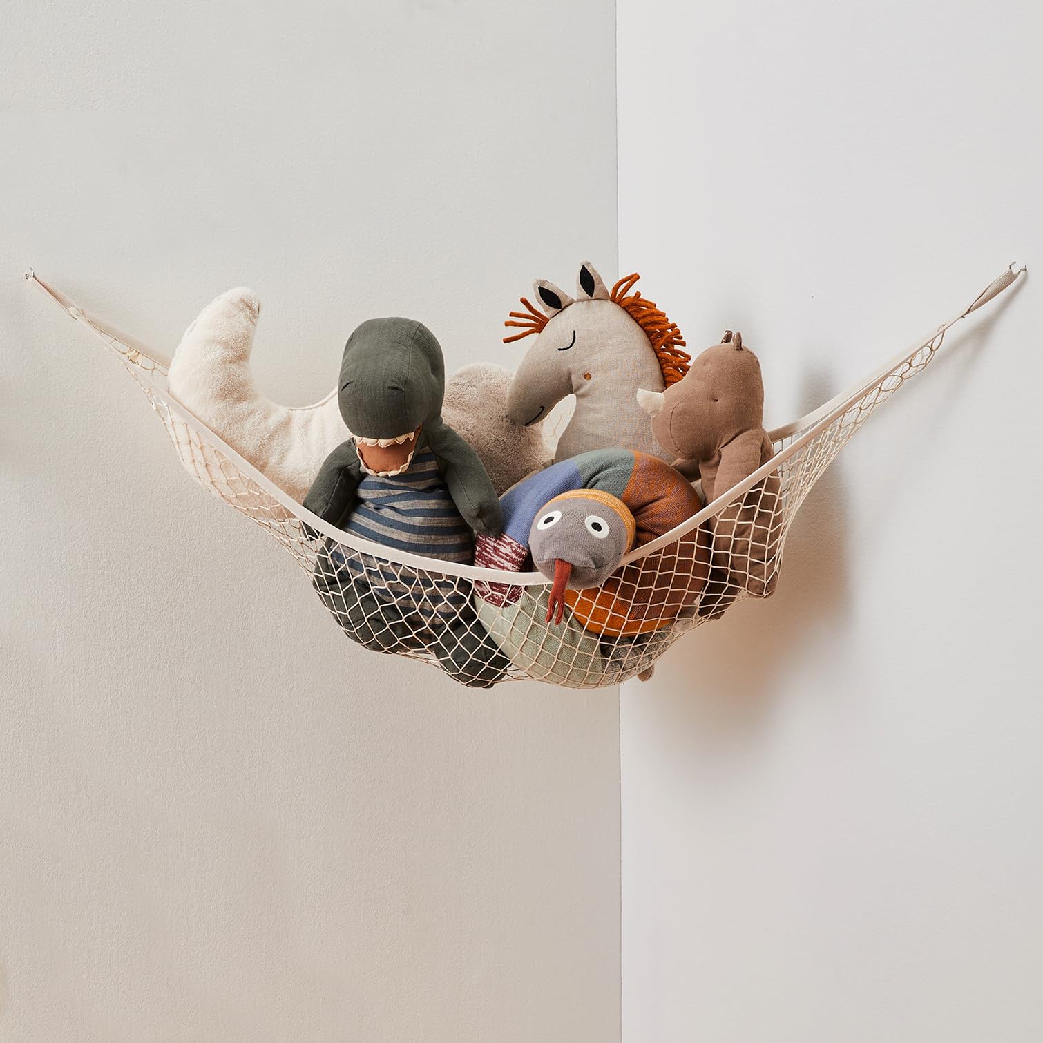 3 SproutsLarge Stuffed Animal Hammock - Corner Wall Toy Net Organizer for Plushie Animals, Teddy Bear Hanging Storage Solution, Stuff Toy Hammock Holder - Includes Anchors & Hooks