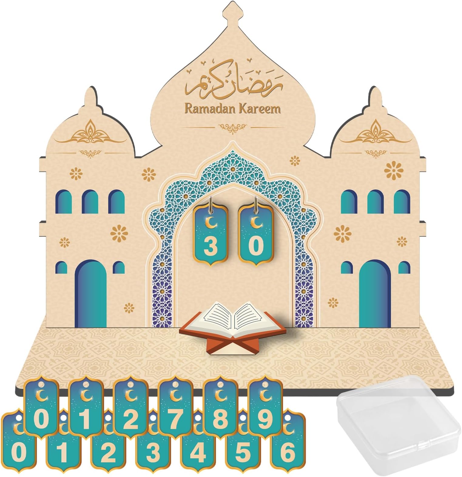 Ramadan Advent Calendar, Ramadan Countdown Calendar for Kids, Wooden Ramadan Calendar Ornaments