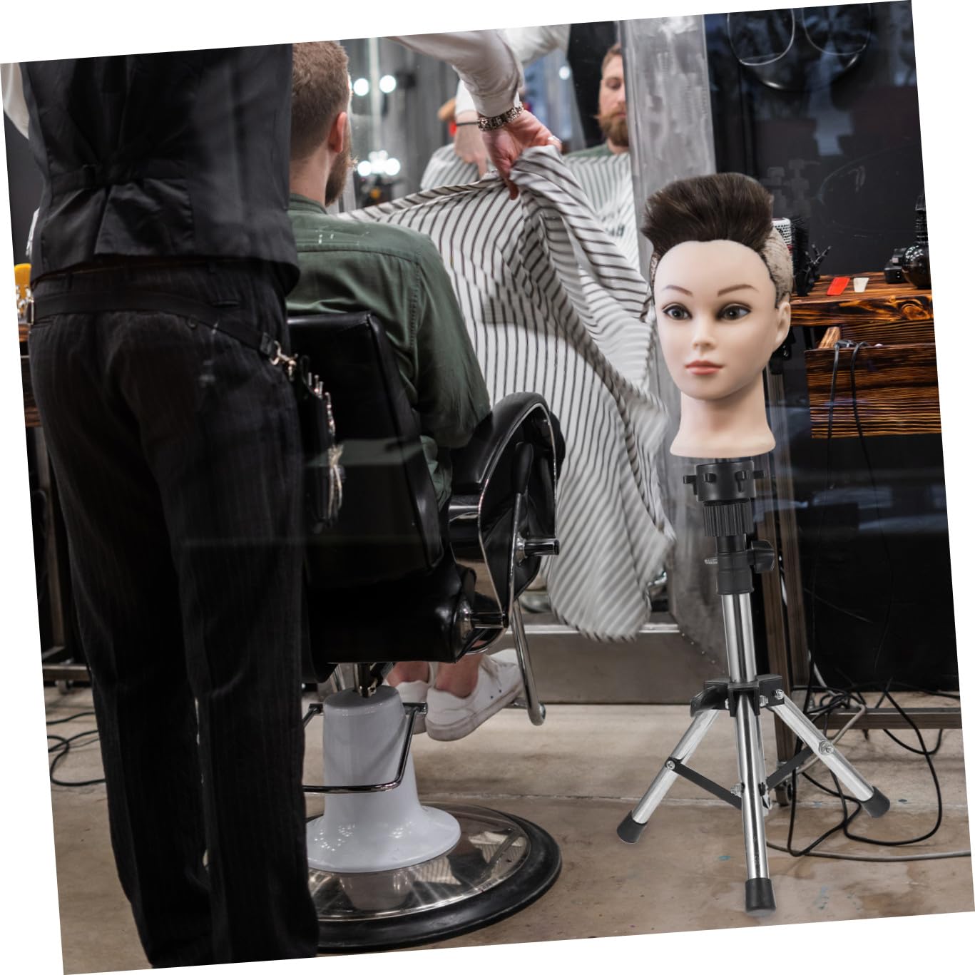 Ipetboom Wig Stand Mit Verstellbarem Stativ Faltbarer Mannequin Kopfhalter Für Perücken Stabiler Und Tragbarer Für Haarstyling Und Schulungen Für Friseure Und Ausstellungen