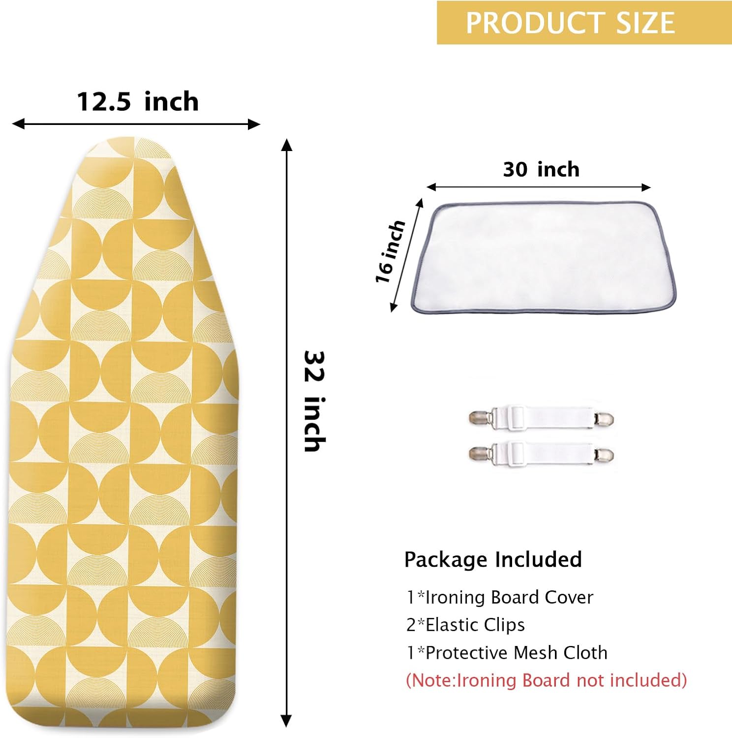 SheeChung Small Ironing Board Cover and Pad 12"x32",Tabletop Ironing Board Cover for Mini Ironing Board,Cotton Cover and Thick Padding,Elastic Cord,Heat Resistance (Ironing Board Not Included)