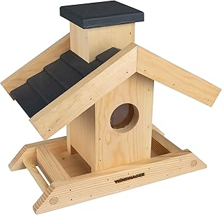 Windhager Vogelfuttersilo Finca - Abnehmbarer Deckel - aus Kiefernholz, Füllvolumen ca. 1,25 Liter - Vogelfutterhaus, Vogelfutterstation, Vogelfutterspender, Futterstelle