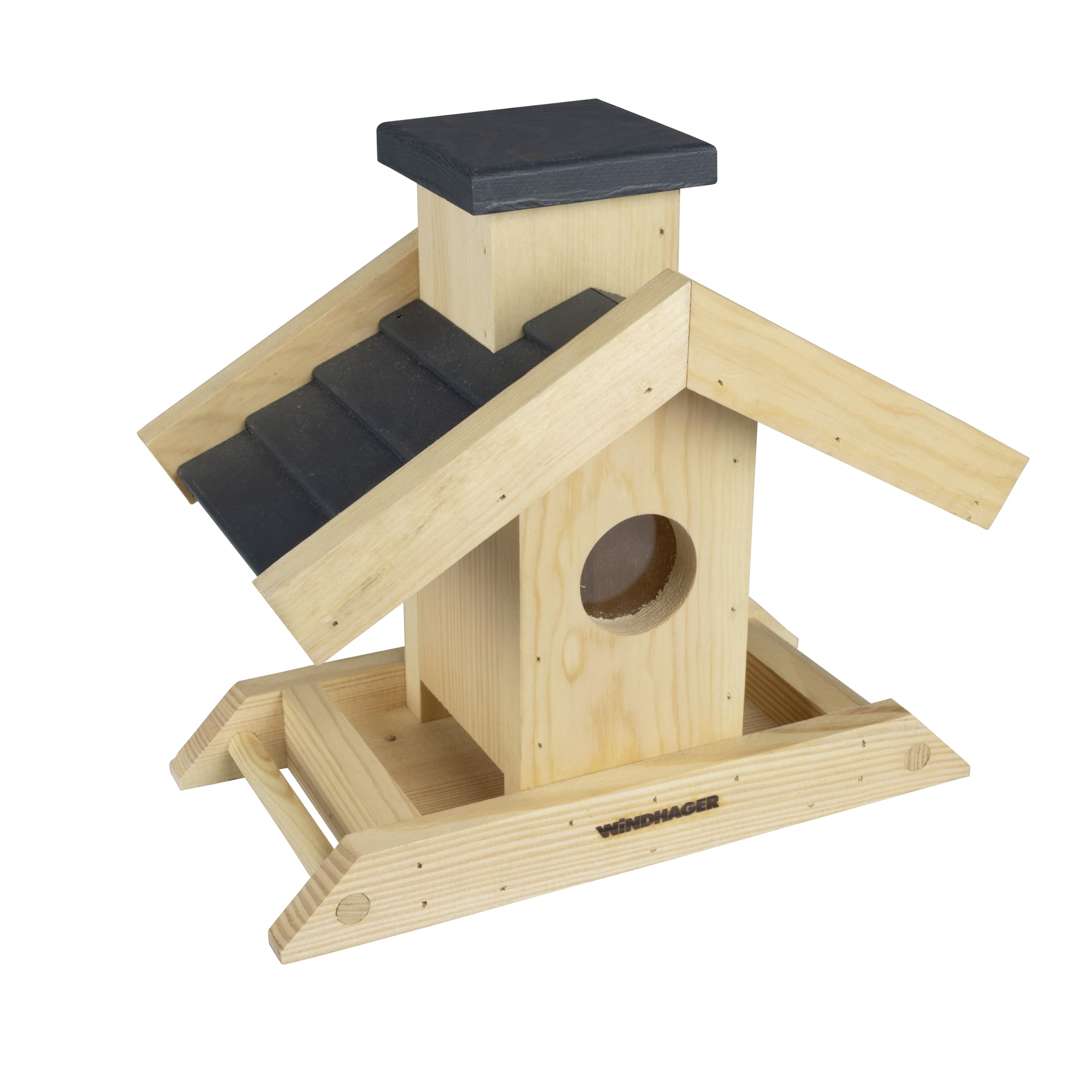Windhager silo per mangiatoie per uccelli "Finca" - in legno di pino, volume di riempimento 1,25 L - mangiatoia per uccelli, casetta uccellini da esterno