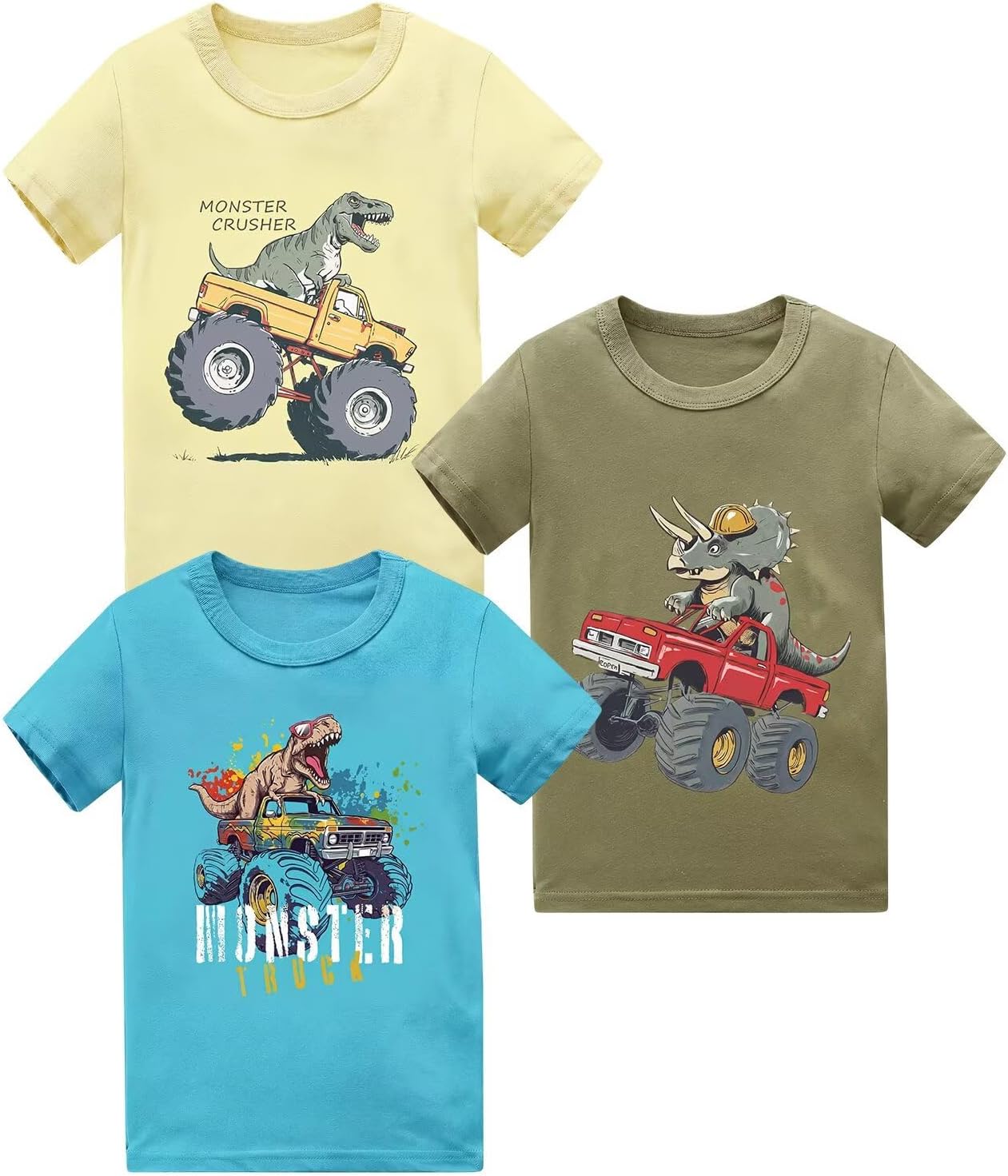 Boys Short Sleeve Shirts, Graphic Tshirts Cartoon Crewneck Tees Tops Casual Cotton T Shirt for Kids Toddler Boy