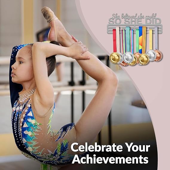 Resama Personalized Medal Holder Display Rack for Awards Ribbons - Metal Sports Race Plaques Hanger for Wall Mount Hold Up 60 Medal Hanger Display for Athlete Boy Girl Kid