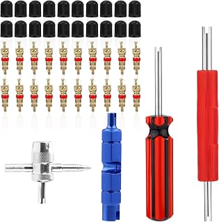 BOXOB Tire Valve Stem Tool Kit, 4-in-1 Valve Core Remover & Installer Wrench Double & Single Head Multi-Function Tool for Tire Stem Removal Maintenance and Repair