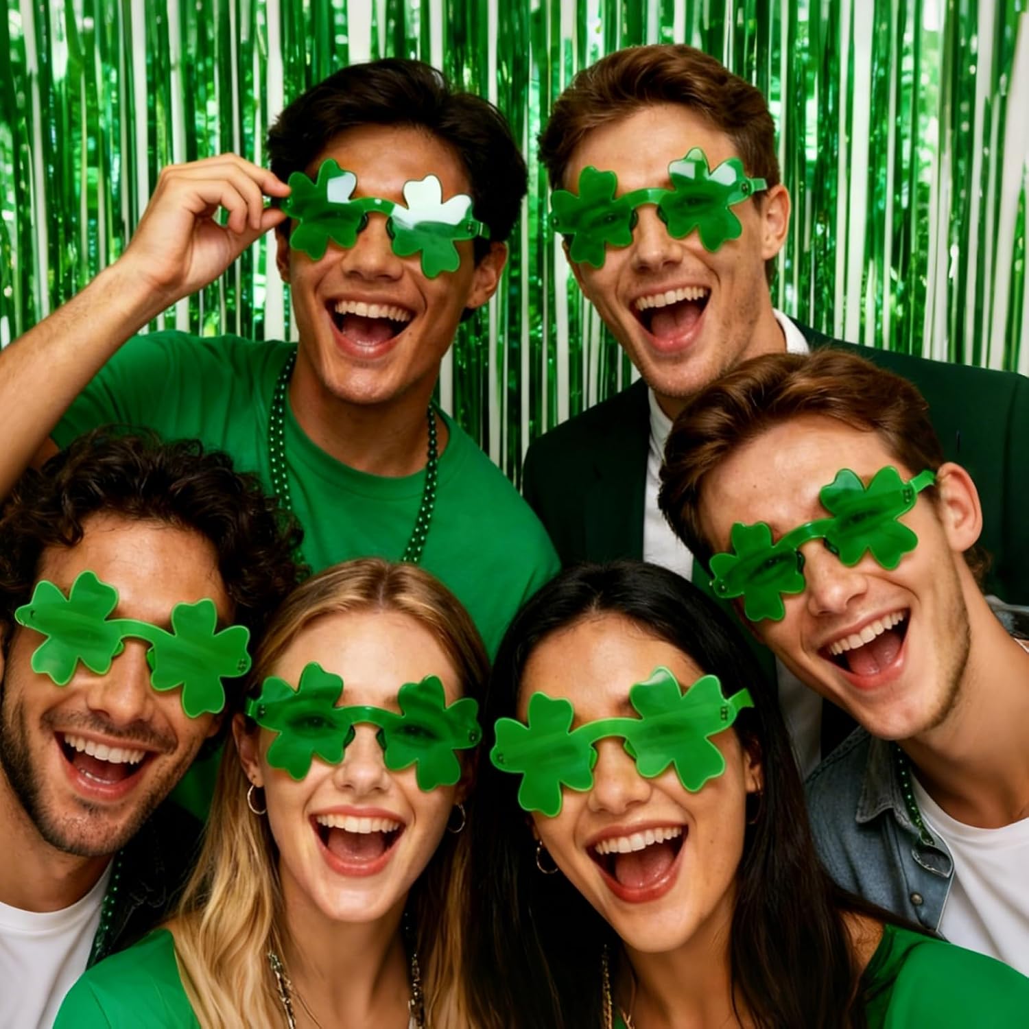 8pcs St Patricks Day Accessories Decorations,Green Shamrock Sunglasses Irish Four Leaf Clover for Women Costume Party Glasses Supplies Accessories
