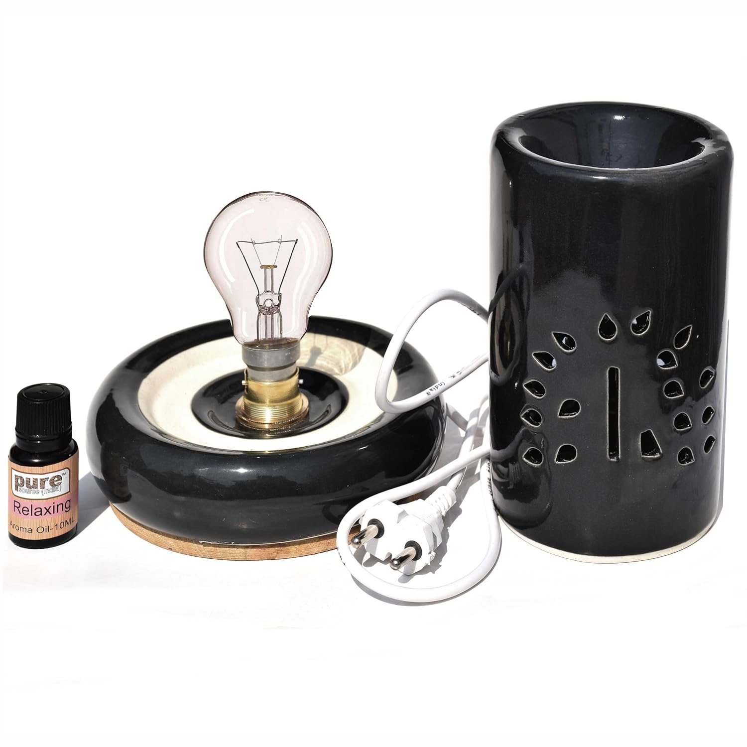 Diwali Sale Pure Source India Clay Ceramic Round Electric Aroma Diffuser With 10 Ml Relaxing Aroma Oil (Black) 2 Diwali Sale Pure Source India Clay Ceramic Round Electric Aroma Diffuser With 10 Ml Relaxing Aroma Oil (Black)
