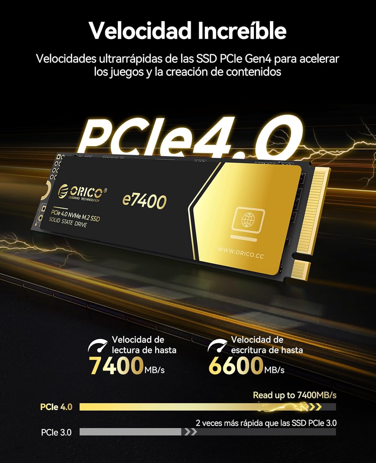 ORICO 4TB NVMe SSD PCIe 4.0- Up to 7200MB/s, M.2 SSD 2280 PCIe 4.0X4 Internal Solid State Drive SSD, Fast Heat Dissipation, Compatible with macOS Windows for Gamers and Creators-e7000 - Image 2