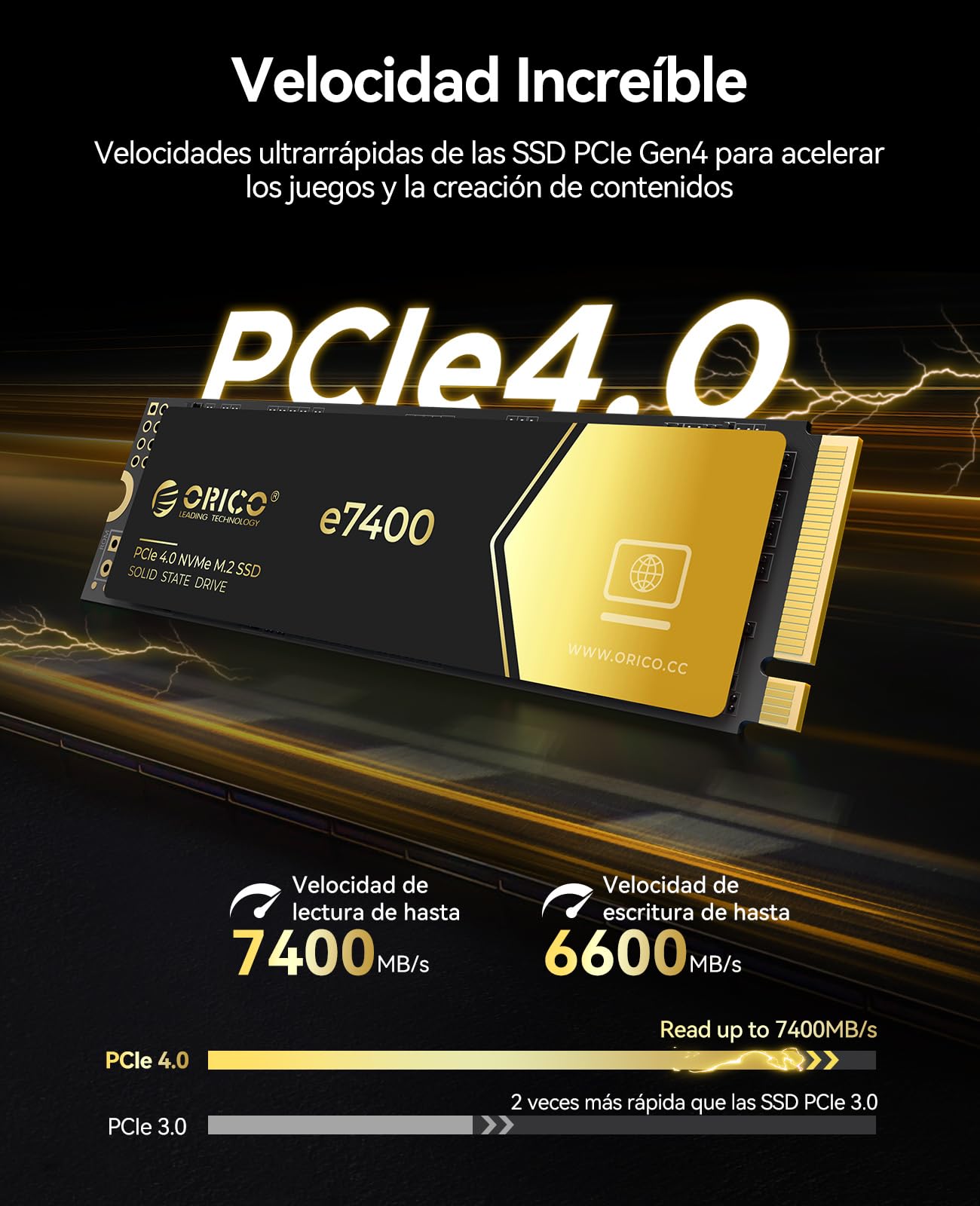ORICO NVMe 4TB M.2 SSD, PCIe 4.0X4 - Up to 7200MB/s SSD M2, 3D