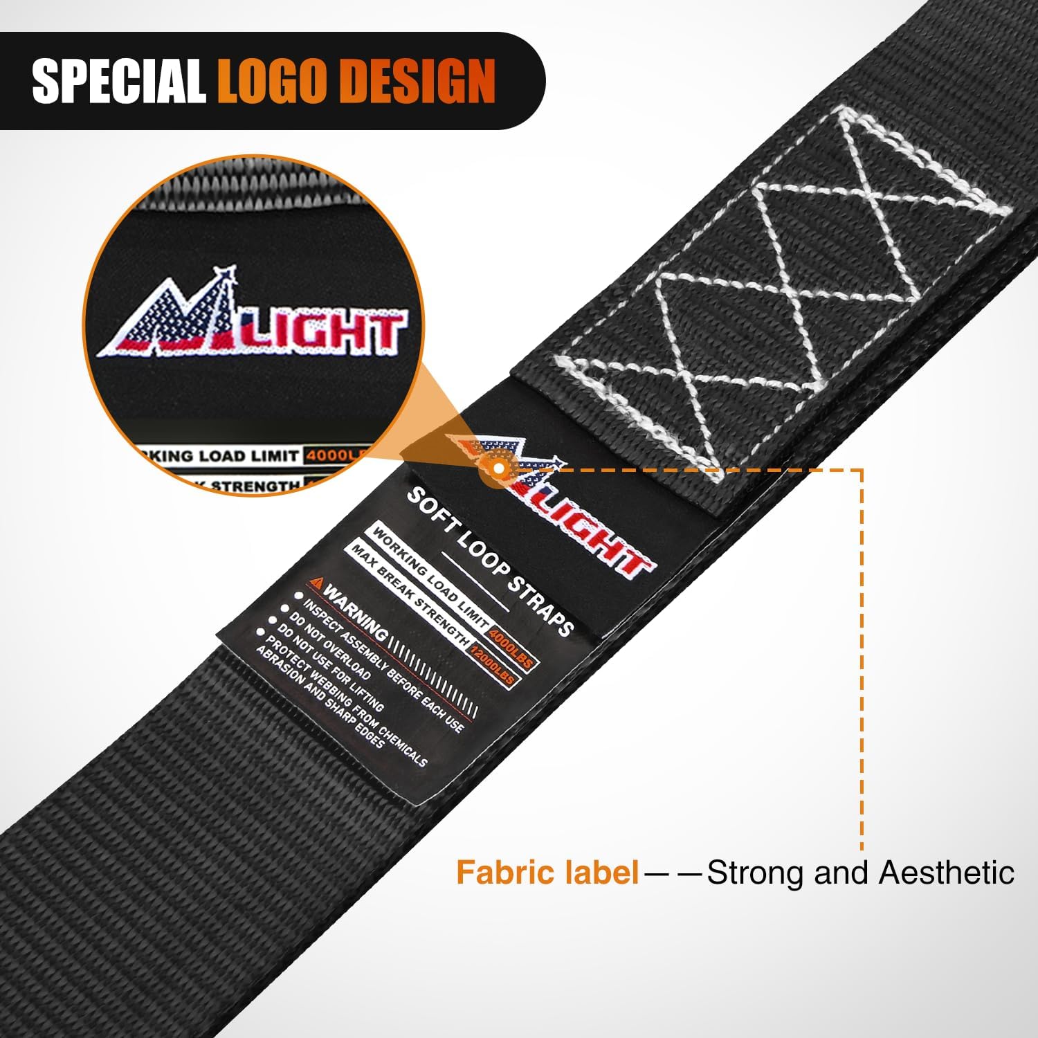 Nilight Soft Loop 1.7”×17" Motorcycle Tie Down Straps Heavy Duty 12000Lbs Max Break Strength for Securing ATV UTV Kayak Moving Cargo (8PK-Black)